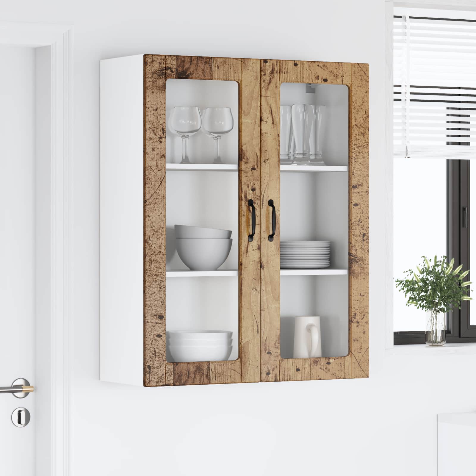Væglågskab LUCCA Gammelt træ 80 x 31 x 100 cm Konstrueret træ