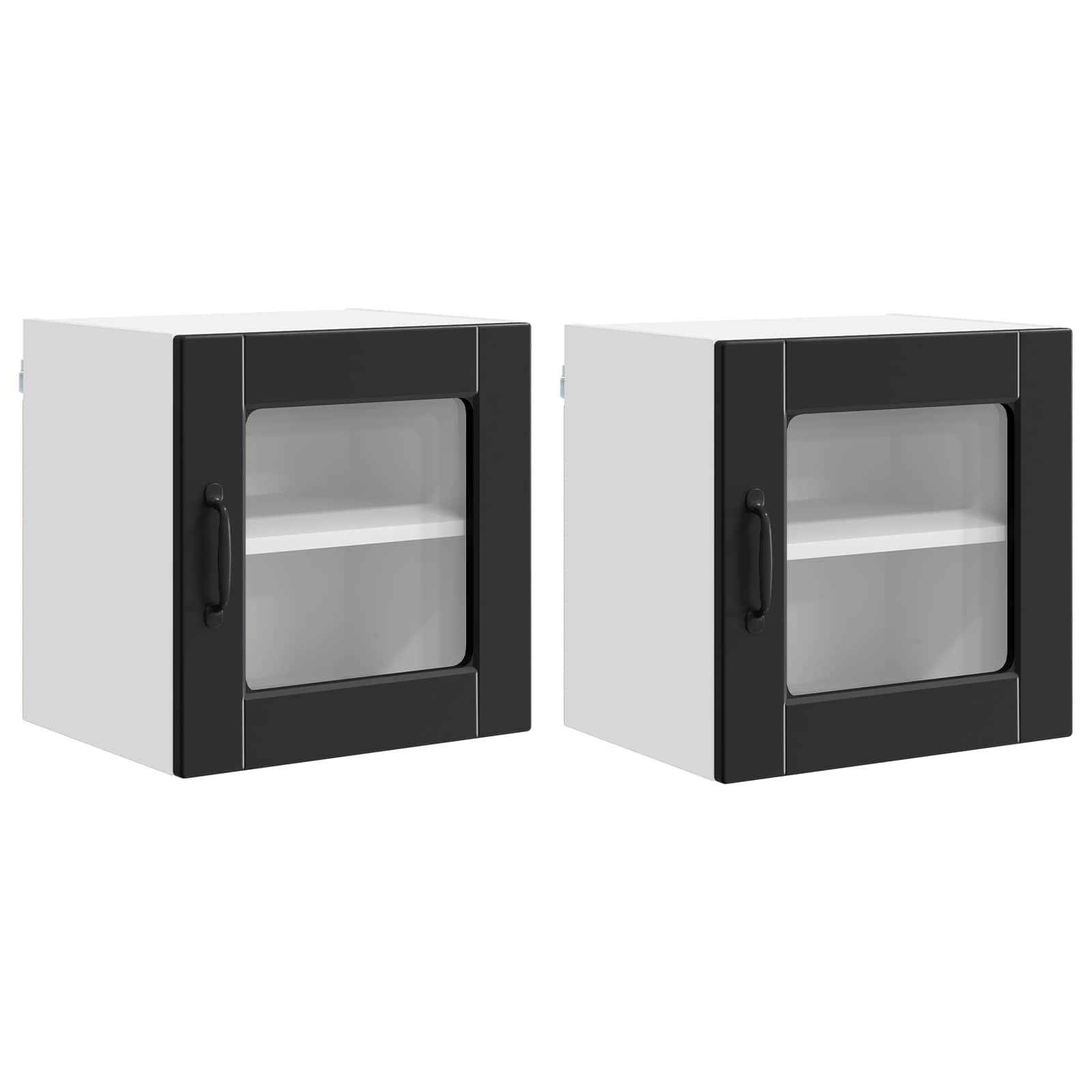 Køkkenskab med hylde 2 pcs Sort 40 x 31 x 40 cm Konstrueret træ