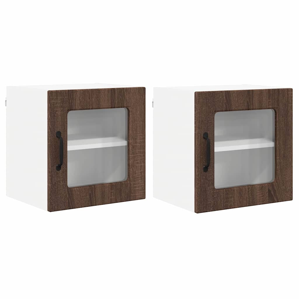 Vægskab til køkken med hylde 2 pcs Brun eg 40 x 31 x 40 cm