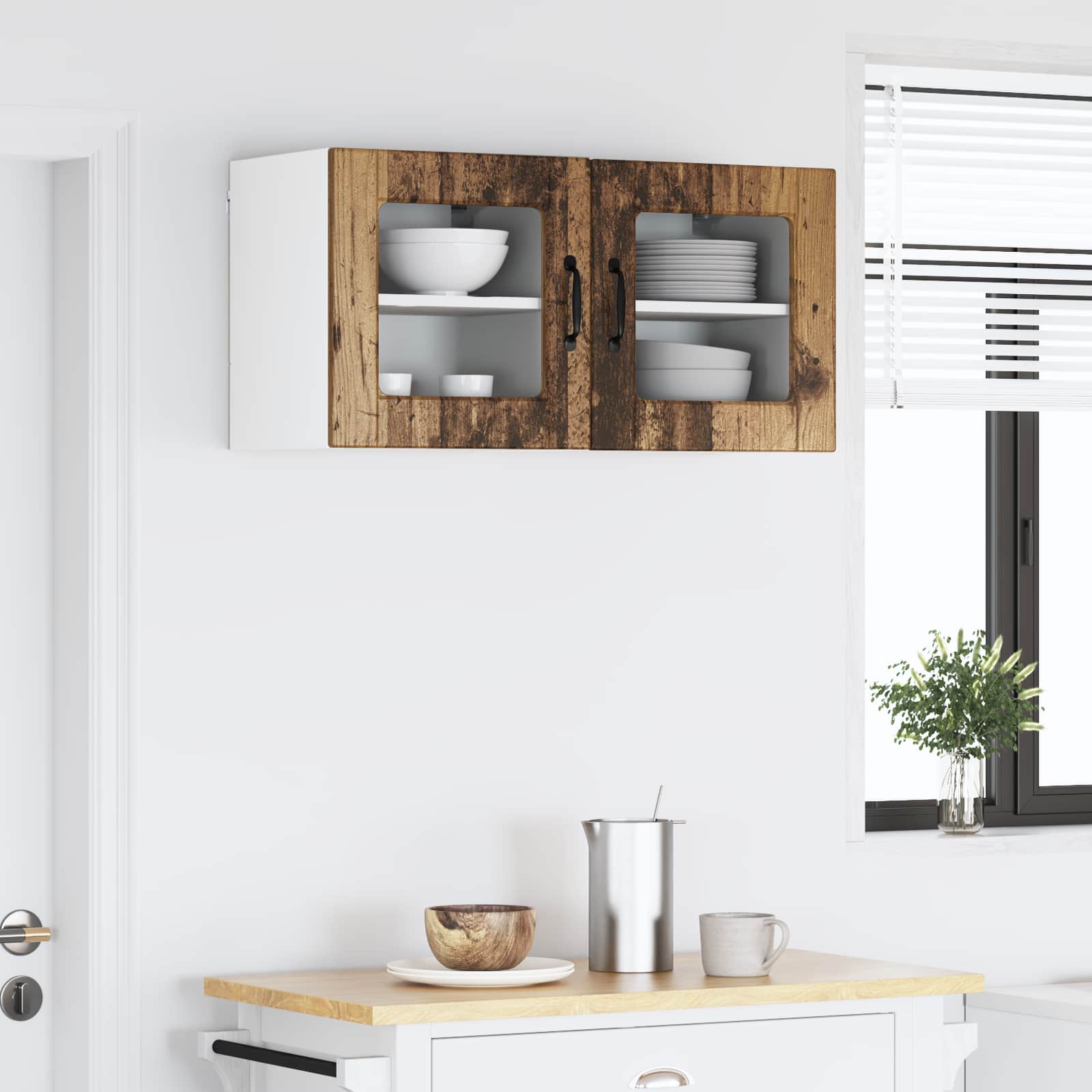 Væglågskab PORTO 2 pcs Gammelt træ 40 x 31 x 40 cm