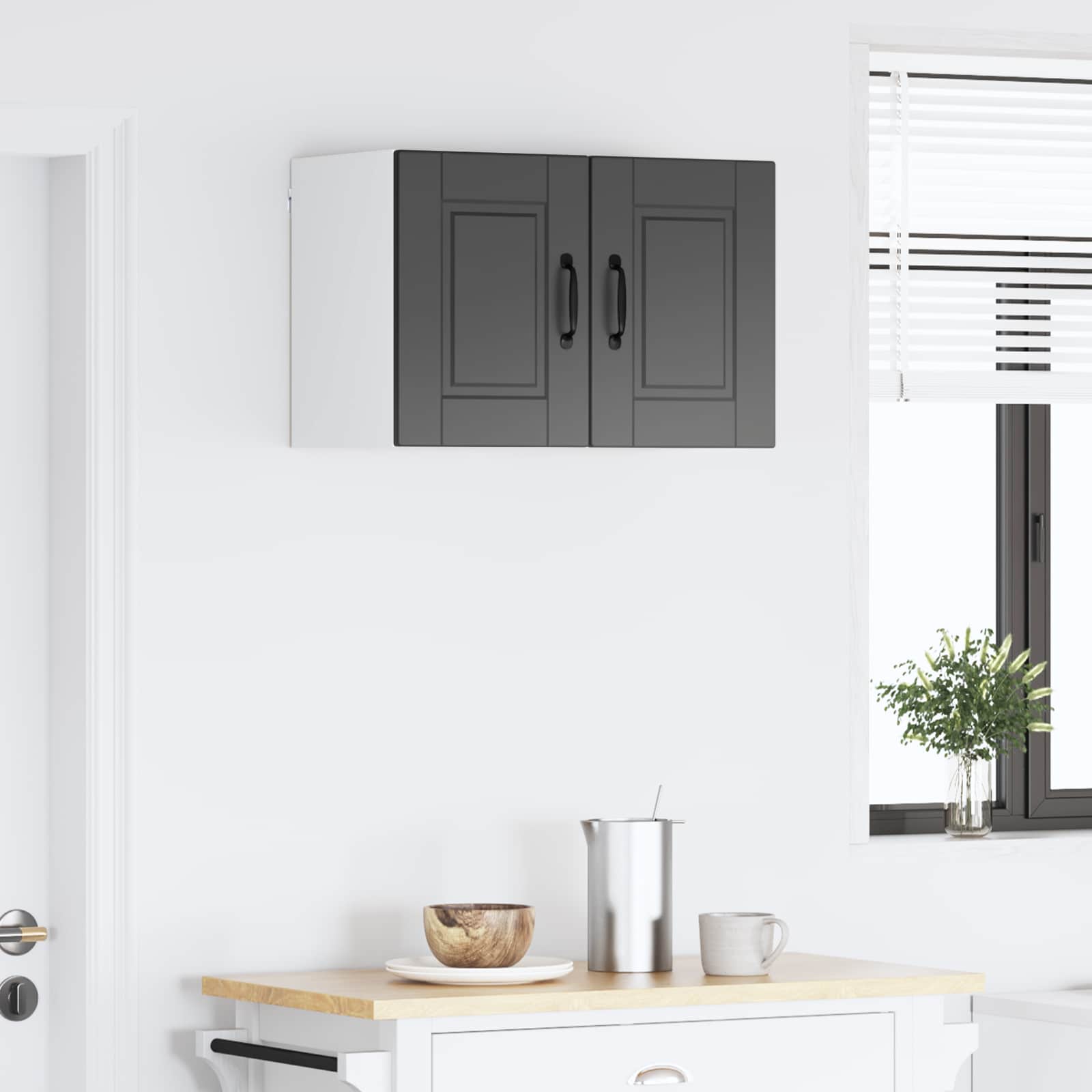 Køkkenskab med hylde 2 pcs Sort 30 x 31 x 40 cm Konstrueret træ