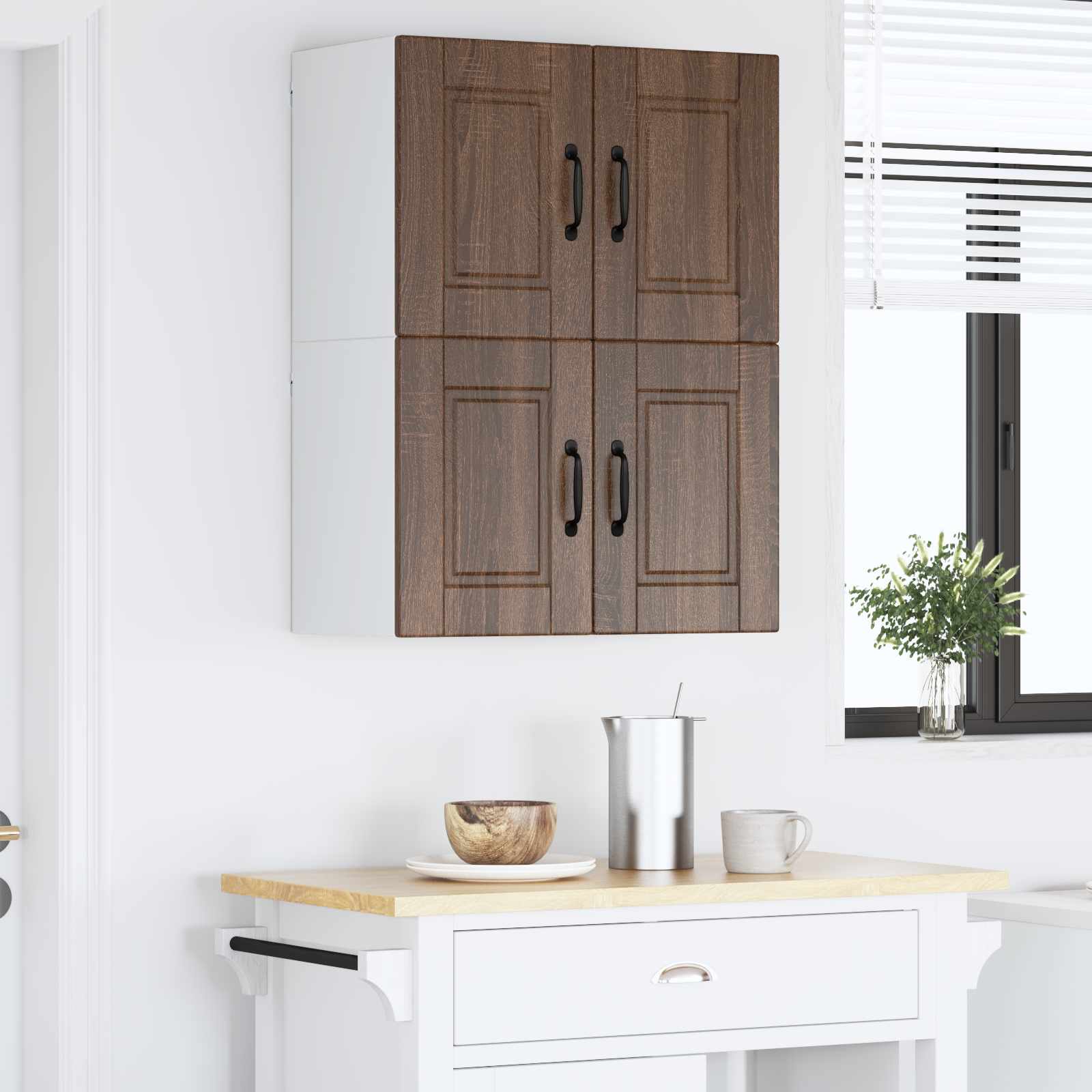 Vægskab PORTO 2 pcs Brun eg 60 x 31 x 40 cm Konstrueret træ