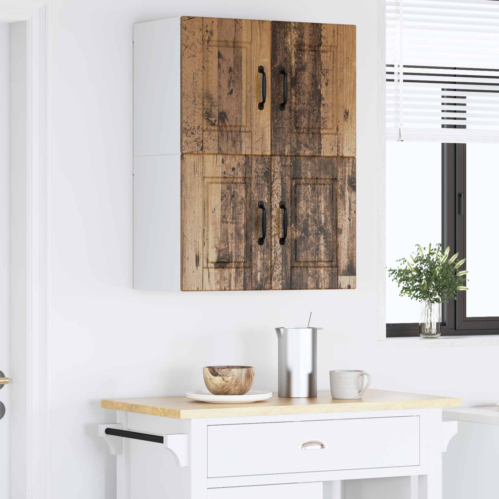 Vægskab PORTO 2 pcs Gammelt træ 60 x 31 x 40 cm Konstrueret træ
