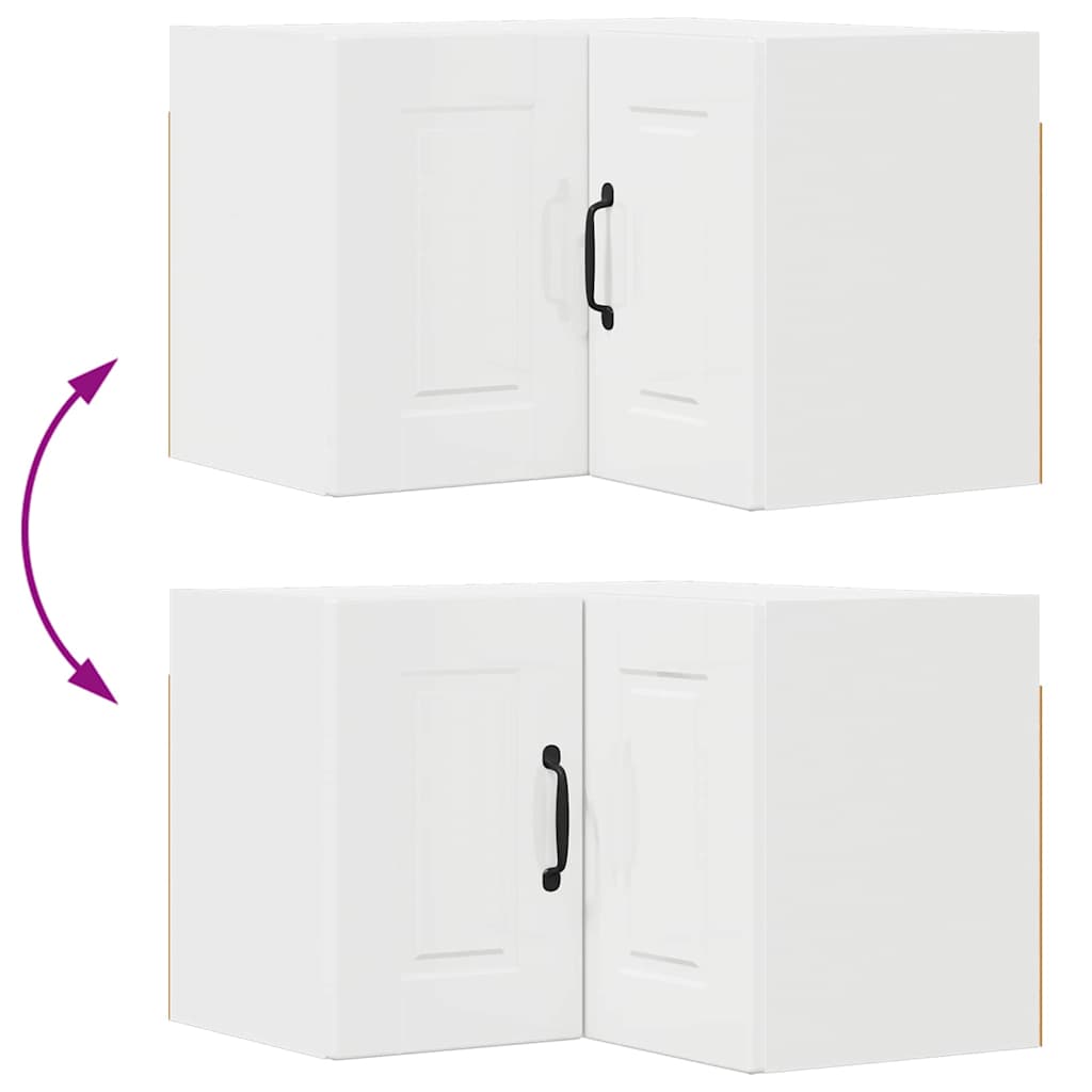 Vægskab til køkken med hylde Høj gloss hvid 57 x 57 x 40 cm