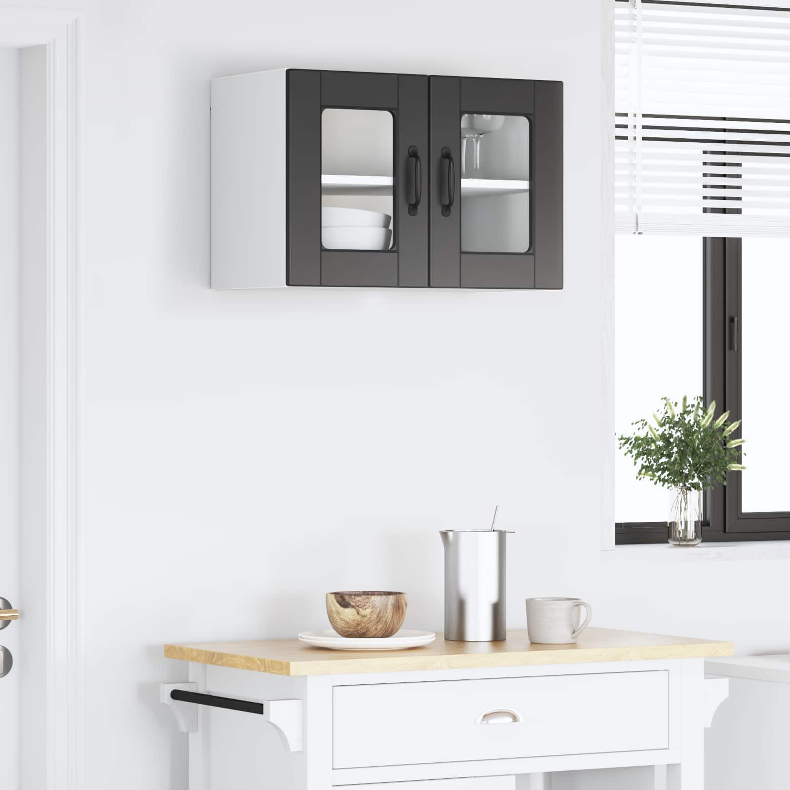 Køkkenskab med hylde Sort 60 x 31 x 40 cm Konstrueret træ