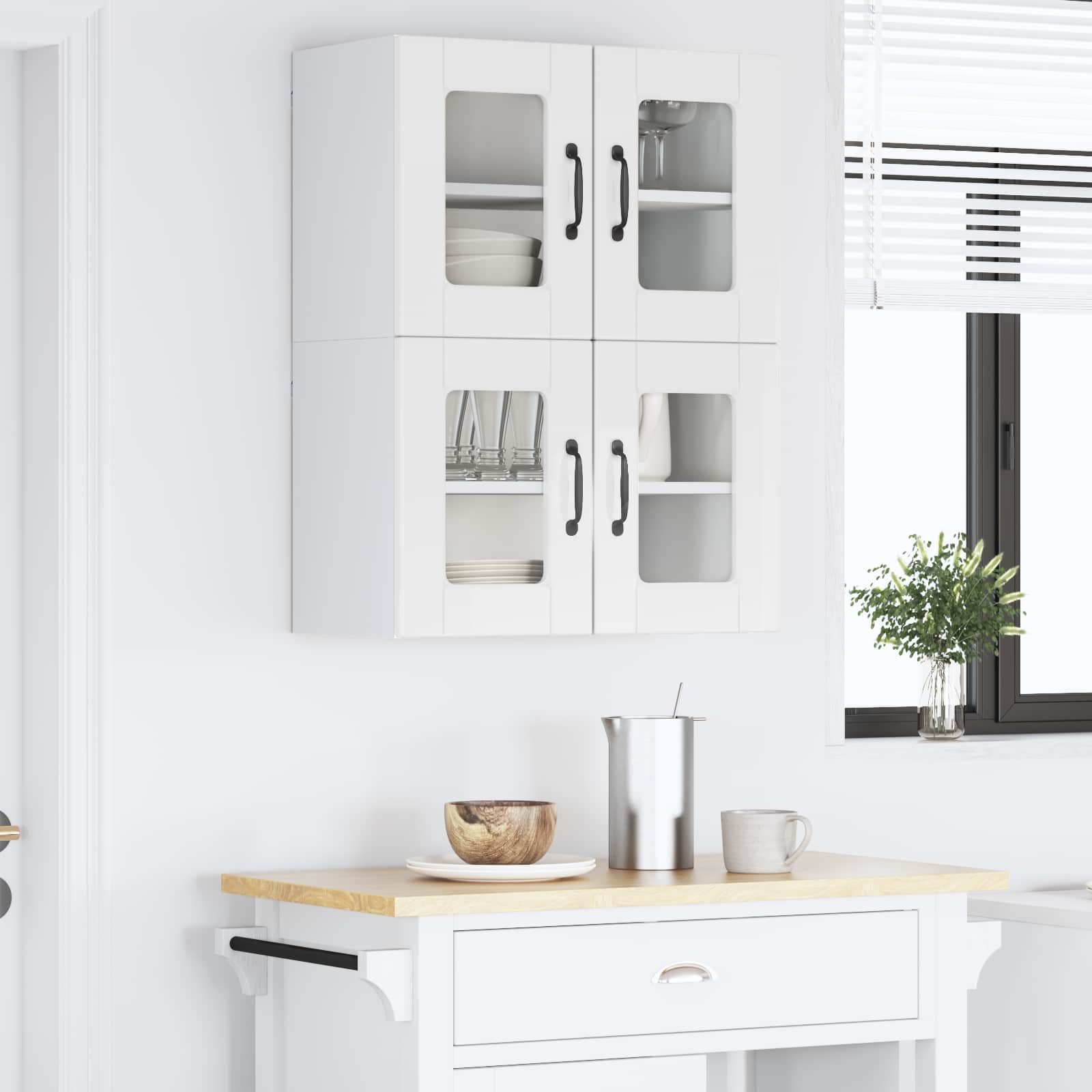 Væglågskab PORTO 2 pcs Høj gloss hvid 60 x 31 x 40 cm