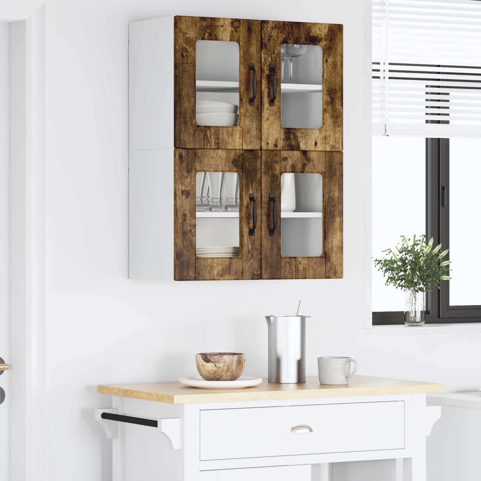 Væglågskab PORTO 2 pcs Røget eg 60 x 31 x 40 cm Konstrueret træ