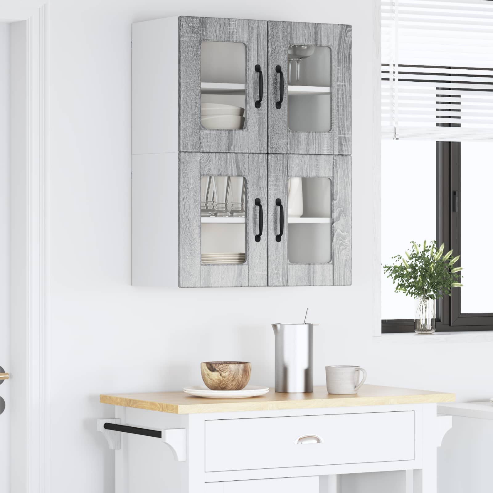 Væglågskab PORTO 2 pcs Grå Sonoma 60 x 31 x 40 cm