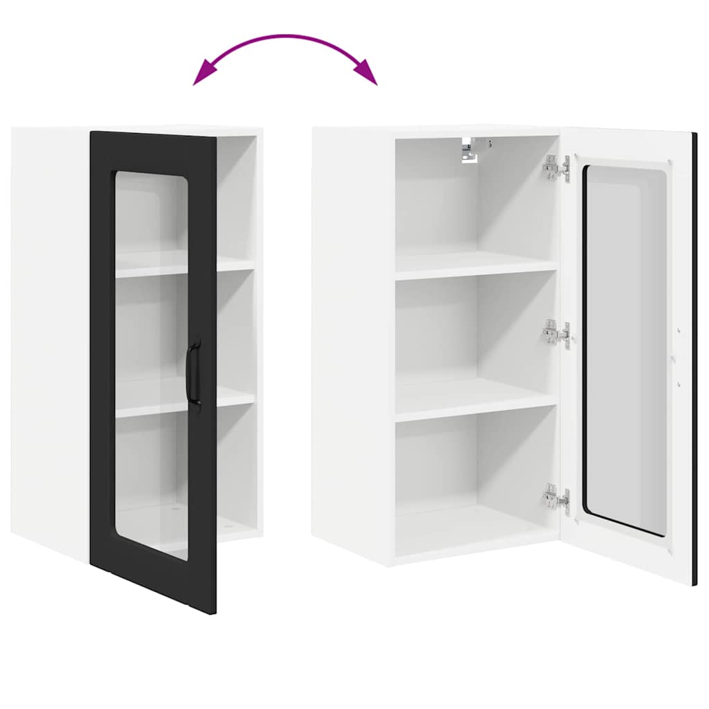 Vægskab til køkken med dør Sort 40 x 31 x 80 cm Konstrueret træ