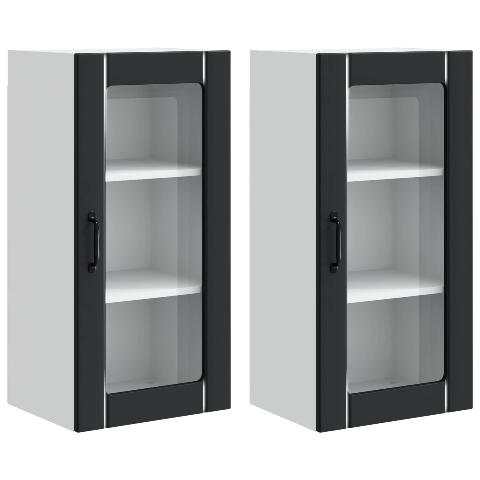 Køkkenskab med hylde 2 pcs Sort 40 x 31 x 80 cm Konstrueret træ