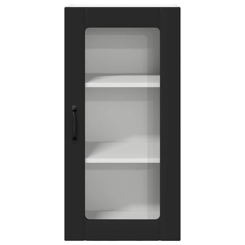 Vægskab til køkken 2 pcs Sort 40 x 31 x 80 cm Konstrueret træ