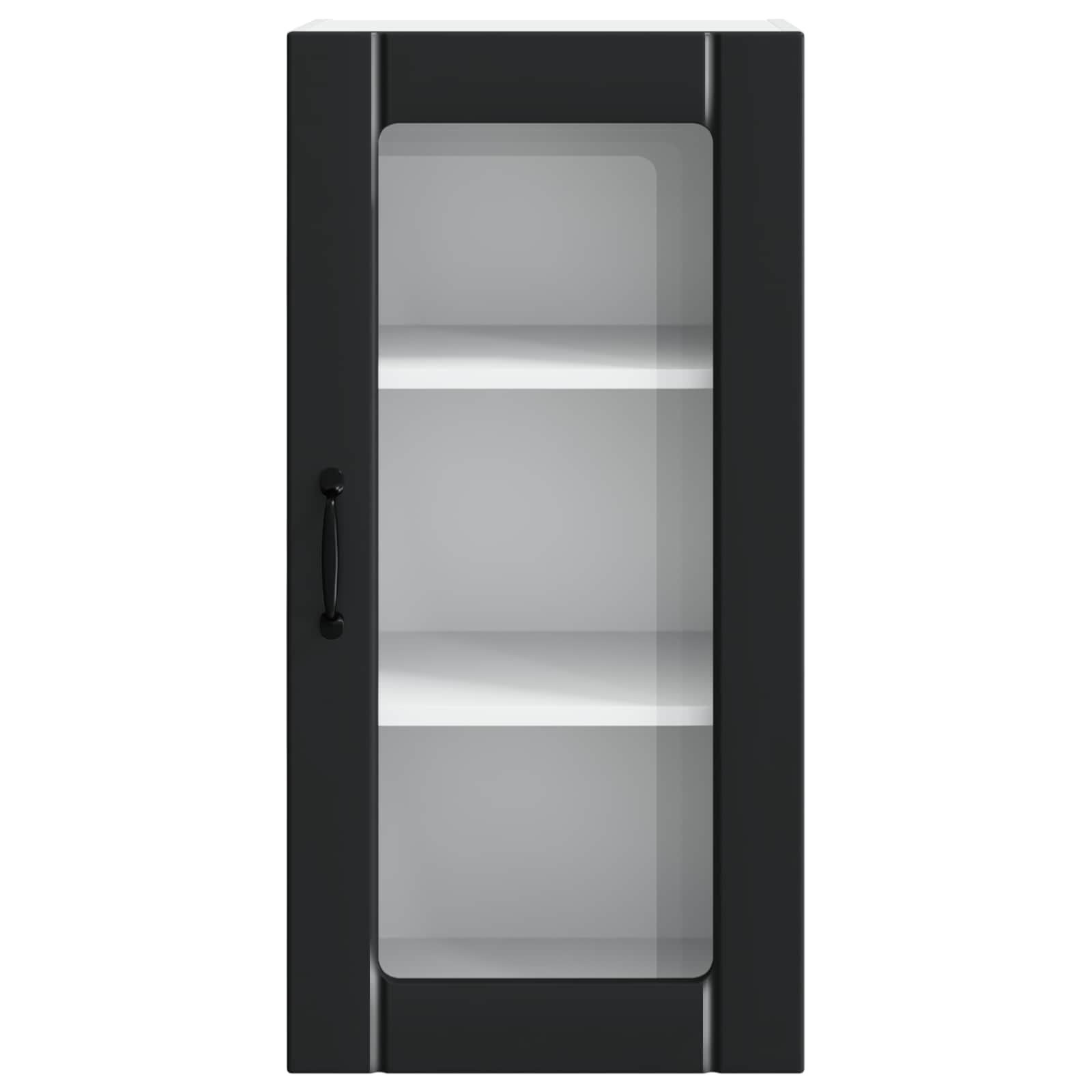 Køkkenskab med hylde 2 pcs Sort 40 x 31 x 80 cm Konstrueret træ