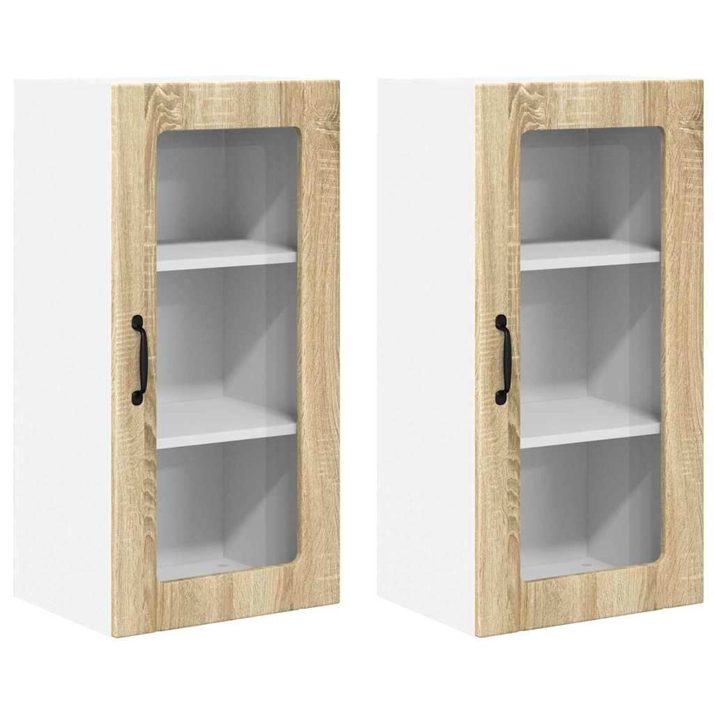 Vægskab til køkken med hylde 2 pcs Sonoma eg 40 x 31 x 80 cm