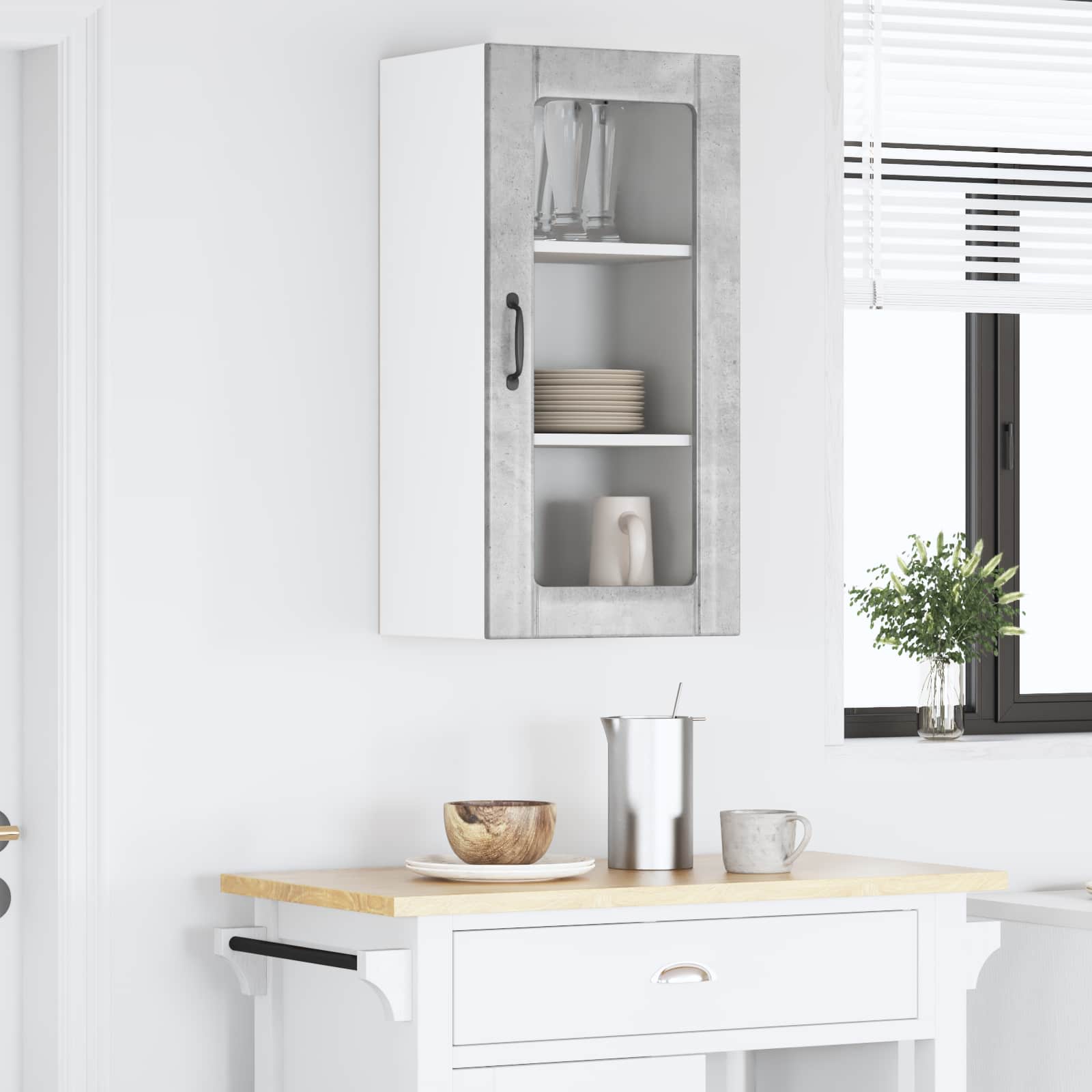 Køkkenskab med hylde Beton Grå 40 x 31 x 80 cm Konstrueret træ