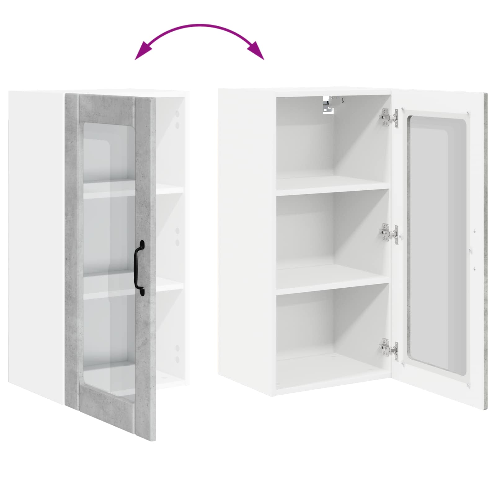 Køkkenskab med hylde Beton Grå 40 x 31 x 80 cm Konstrueret træ