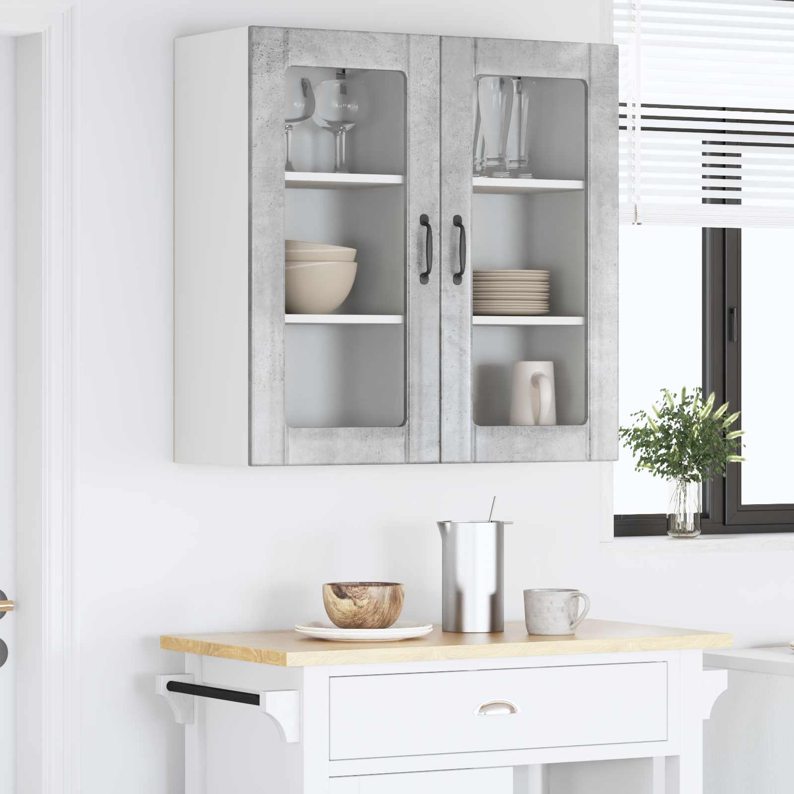 Væglågskab PORTO 2 pcs Beton Grå 40 x 31 x 80 cm