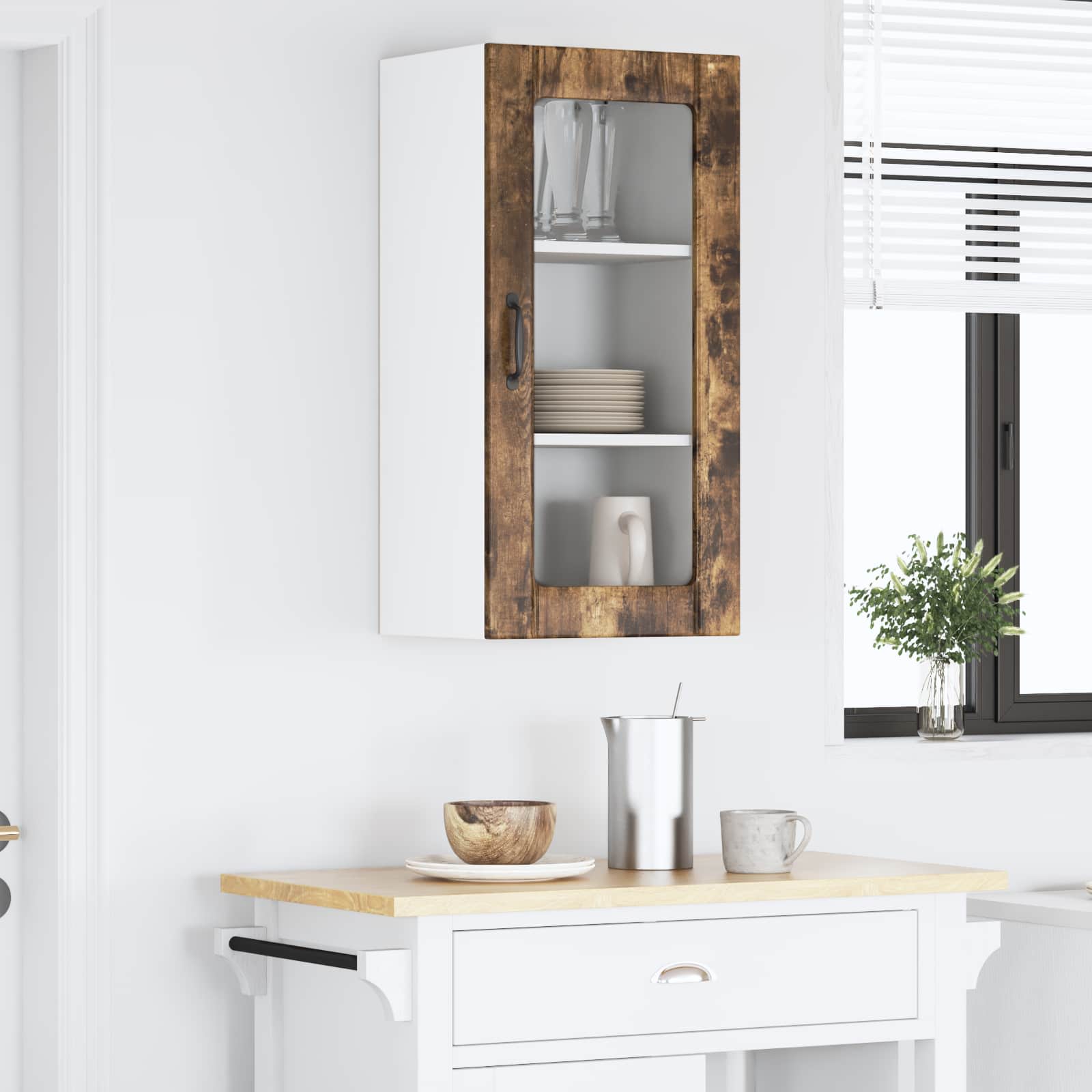 Køkkenskab med hylde Røget eg 40 x 31 x 80 cm Konstrueret træ