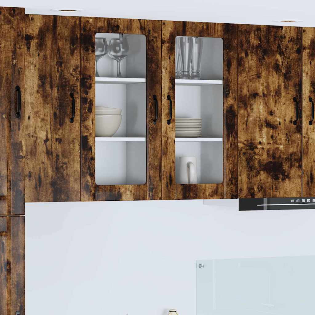 Vægskab til køkken med hylde 2 pcs Røget eg 40 x 31 x 80 cm