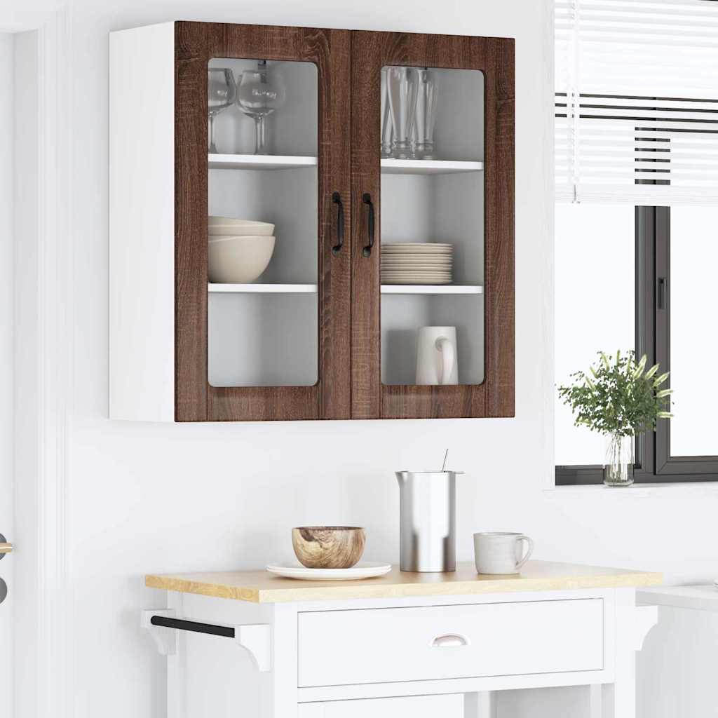 Vægskab til køkken med hylde 2 pcs Brun eg 40 x 31 x 80 cm