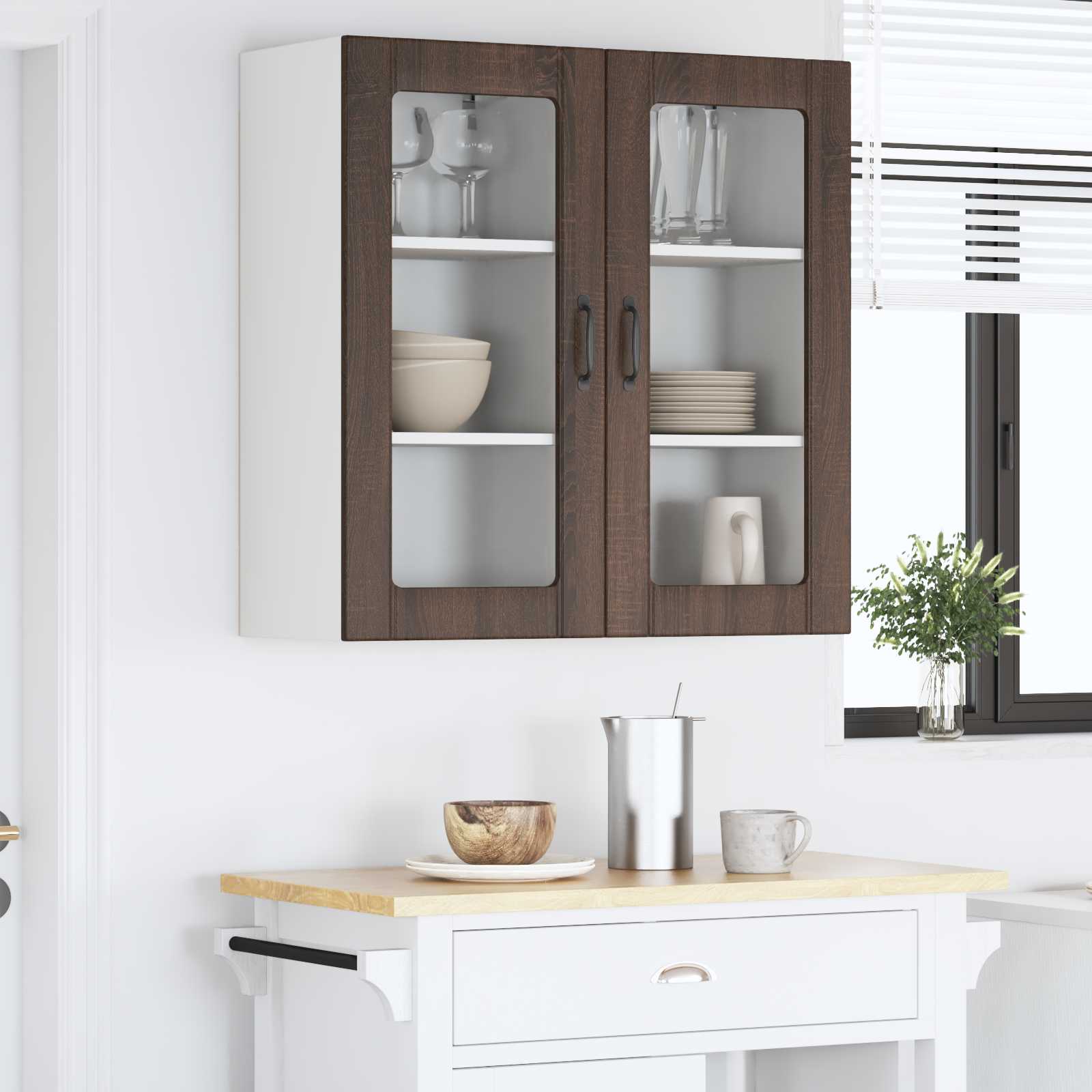 Væglågskab PORTO 2 pcs Brun eg 40 x 31 x 80 cm Konstrueret træ