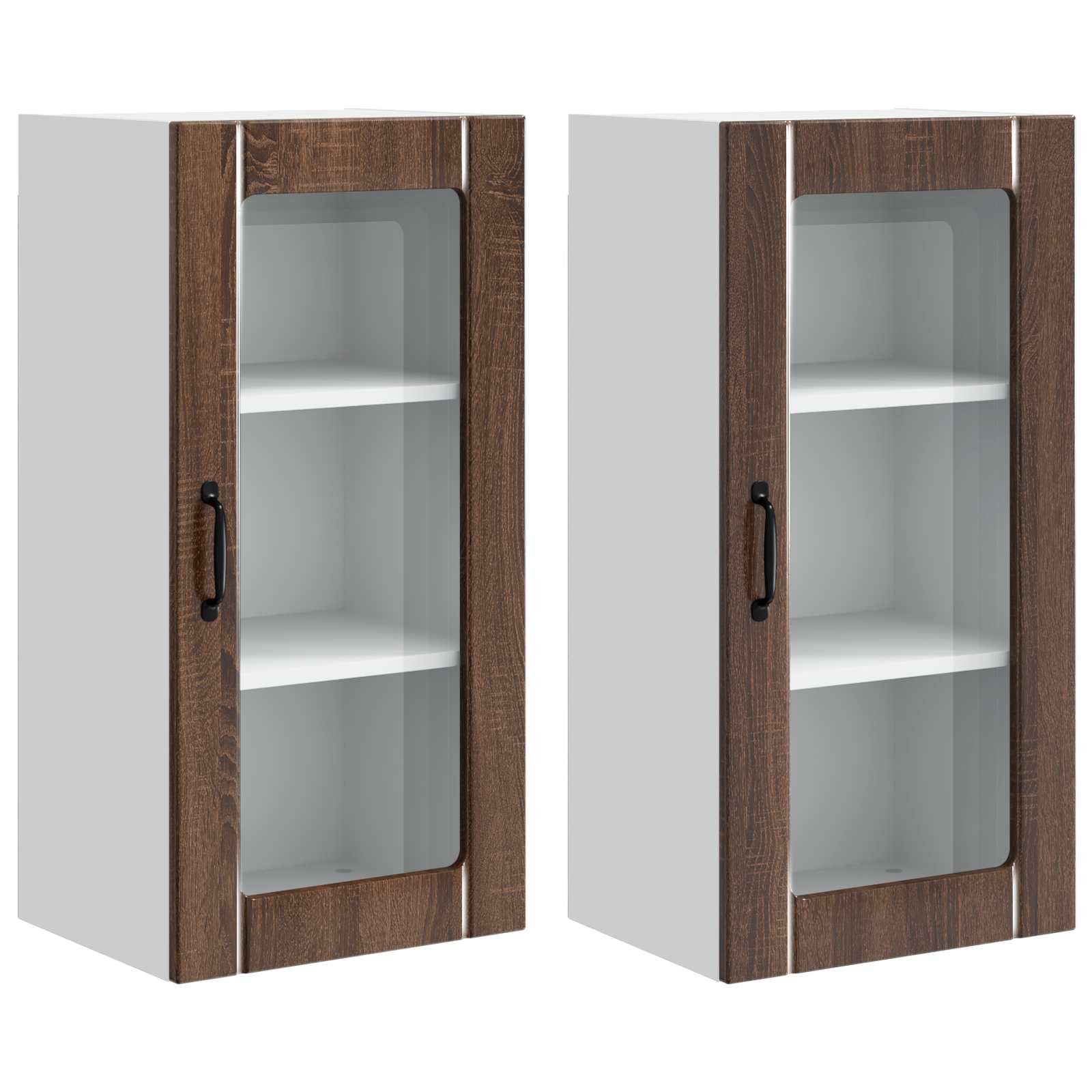 Væglågskab PORTO 2 pcs Brun eg 40 x 31 x 80 cm Konstrueret træ