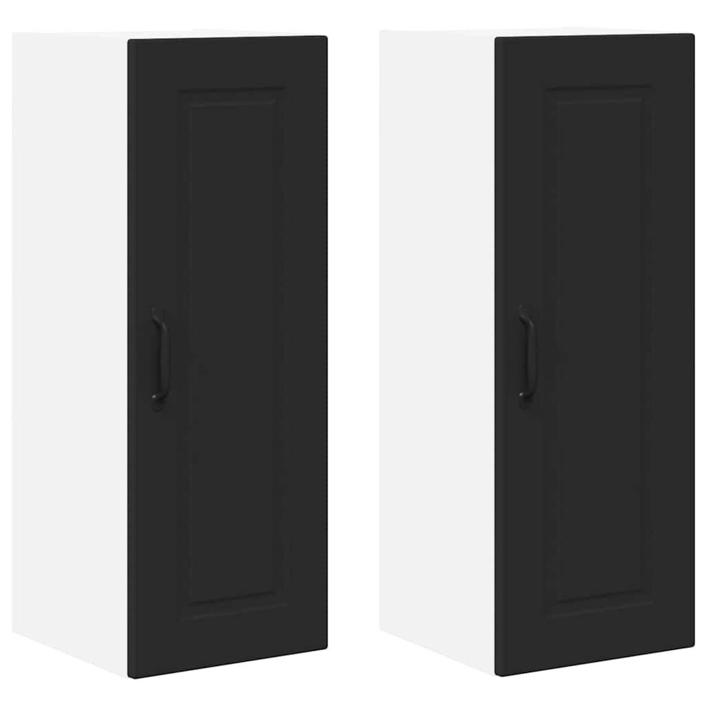 Vægskab til køkken 2 pcs Sort 30 x 31 x 80 cm Konstrueret træ