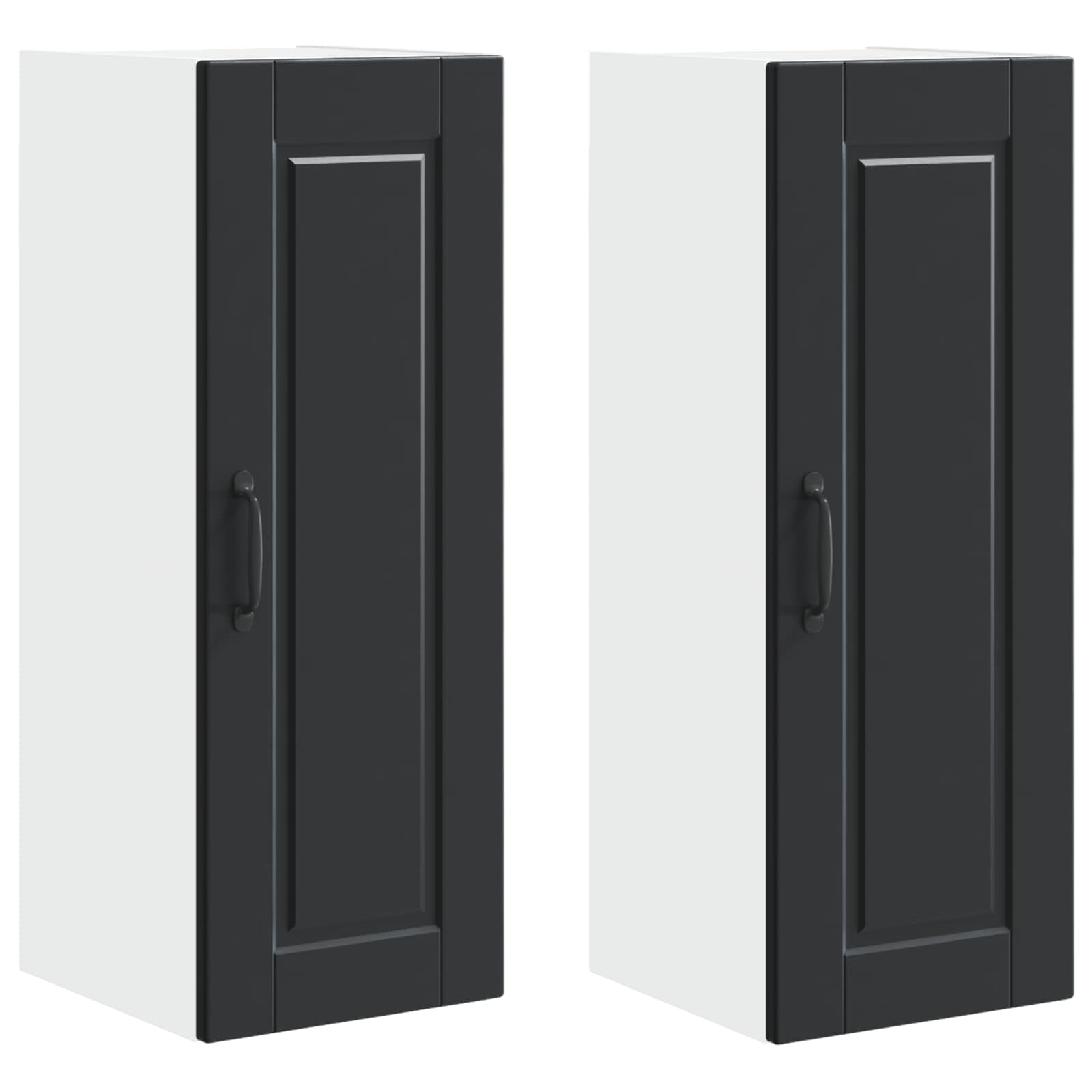 Køkkenskab med hylde 2 pcs Sort 30 x 31 x 80 cm Konstrueret træ