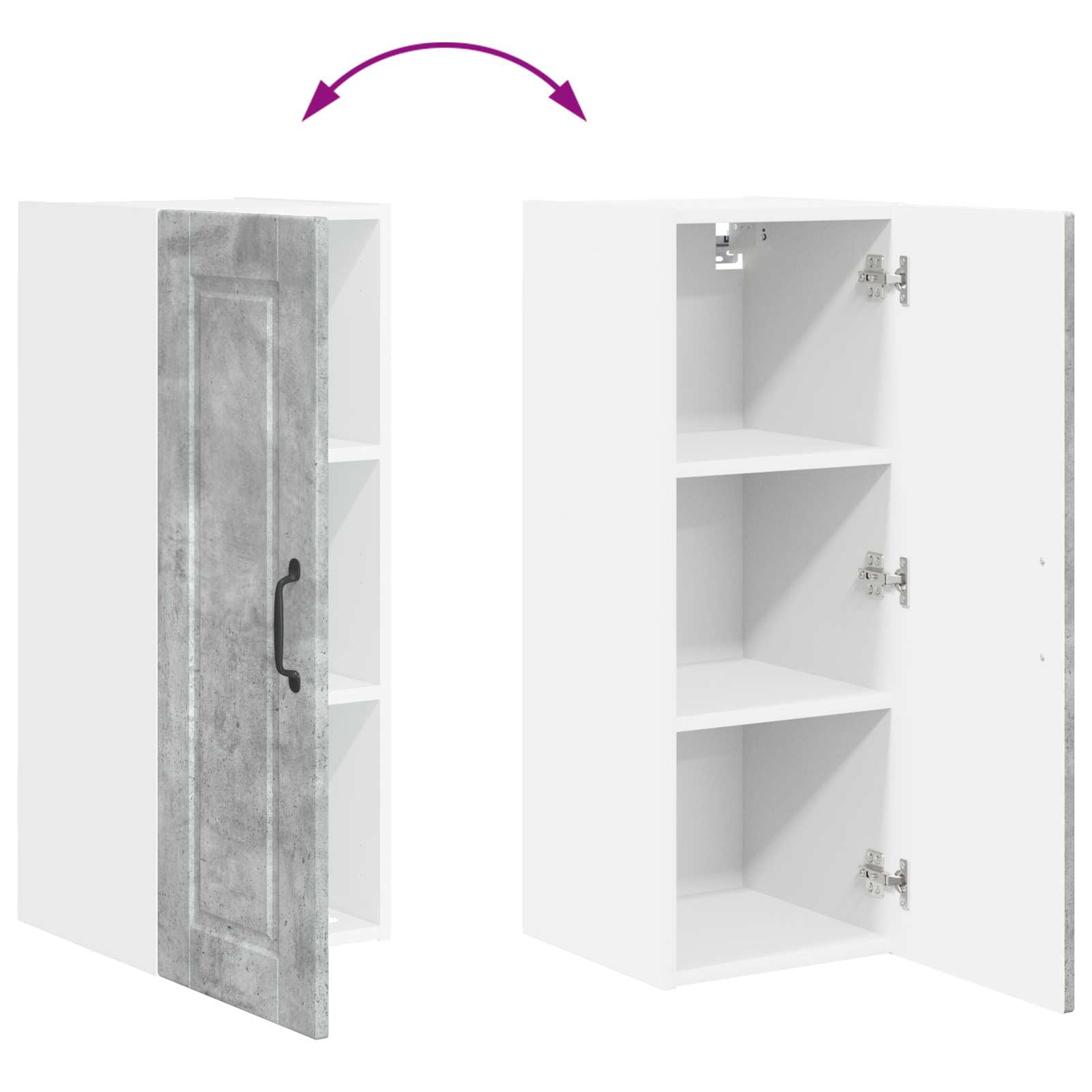 Køkkenskab med hylde Beton Grå 30 x 31 x 80 cm Konstrueret træ