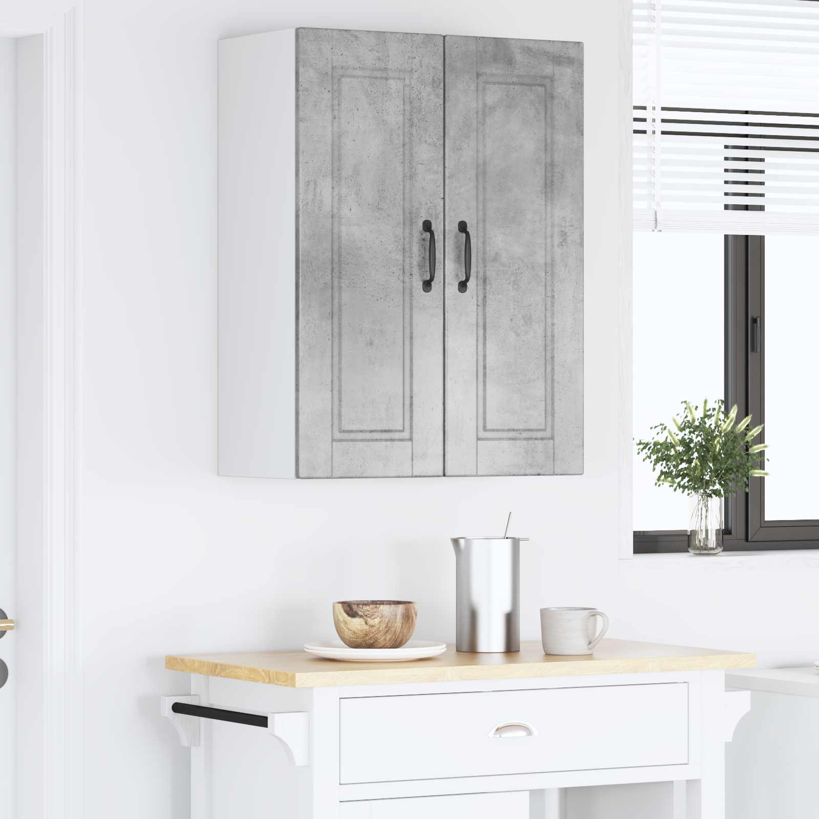 Vægskab PORTO 2 pcs Beton Grå 30 x 31 x 80 cm Konstrueret træ