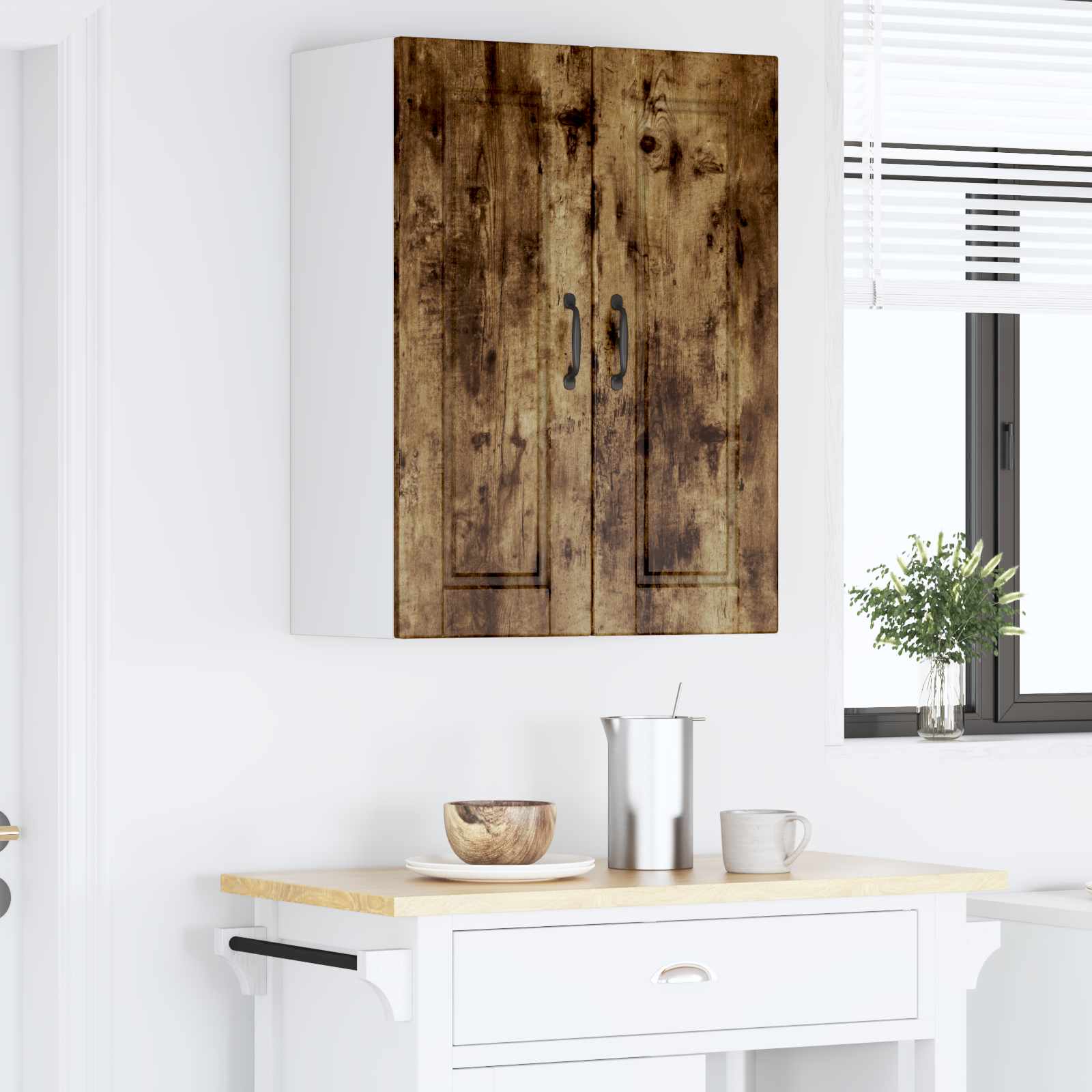 Vægskab PORTO 2 pcs Røget eg 30 x 31 x 80 cm Konstrueret træ