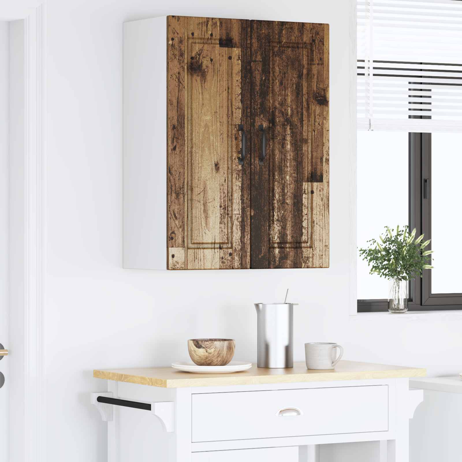 Vægskab PORTO 2 pcs Gammelt træ 30 x 31 x 80 cm Konstrueret træ