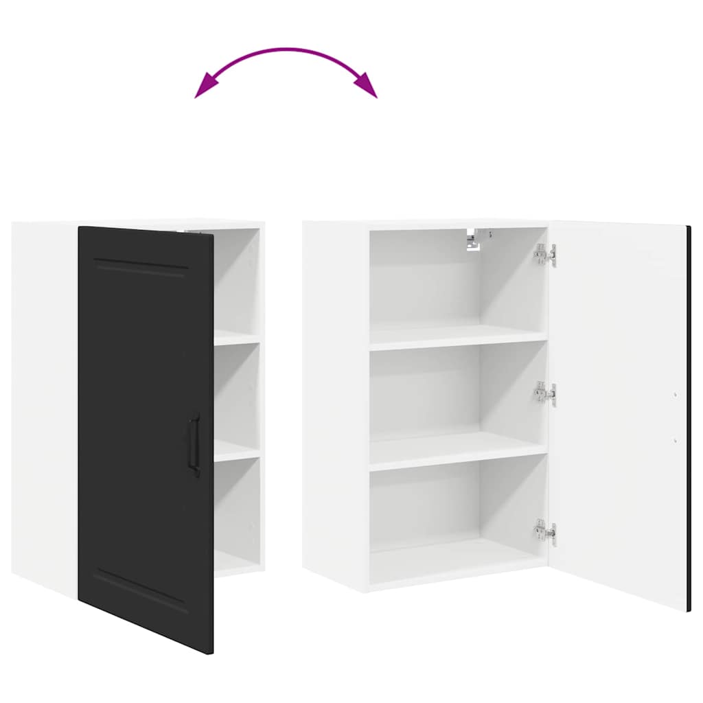 Vægskab til køkken med dør Sort 50 x 31 x 80 cm Konstrueret træ