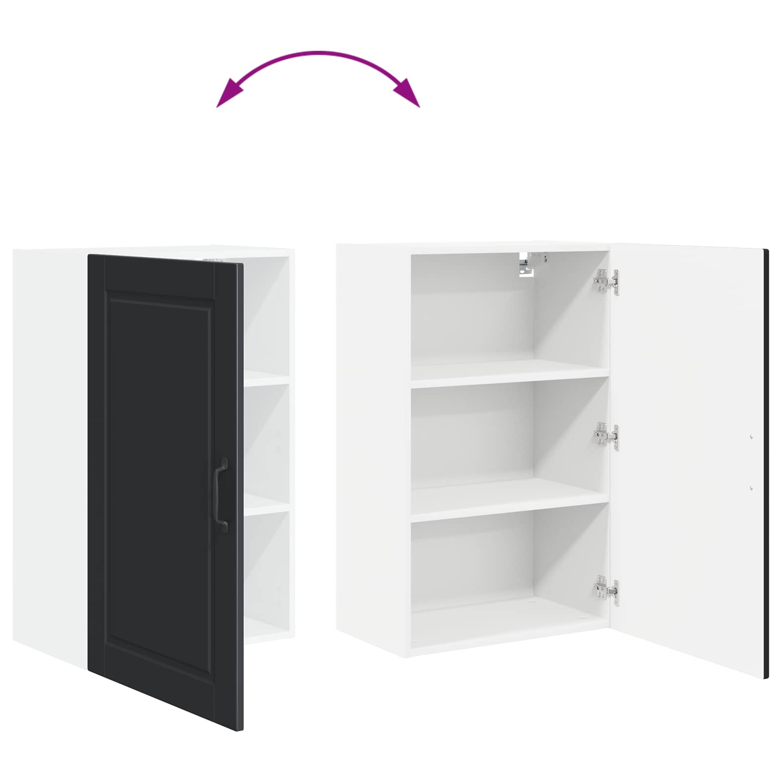 Køkkenskab med hylde Sort 50 x 31 x 80 cm Konstrueret træ