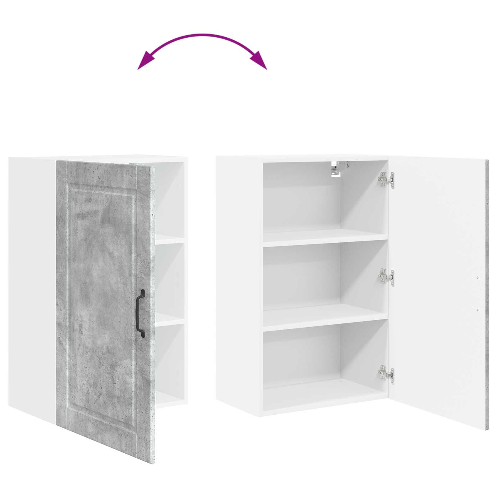 Køkkenskab med hylde Beton Grå 50 x 31 x 80 cm Konstrueret træ