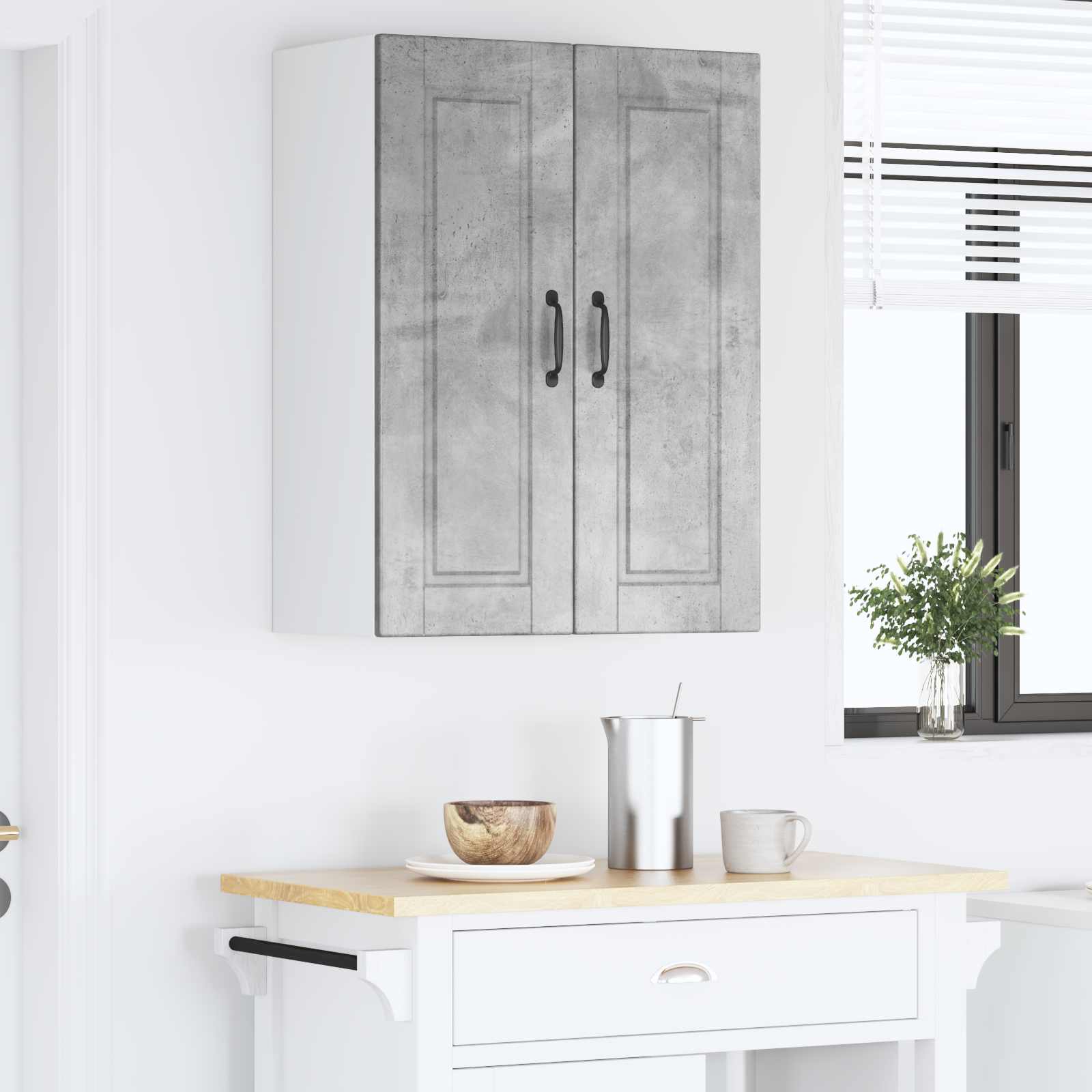 Køkkenskab med hylde Beton Grå 60 x 31 x 80 cm Konstrueret træ