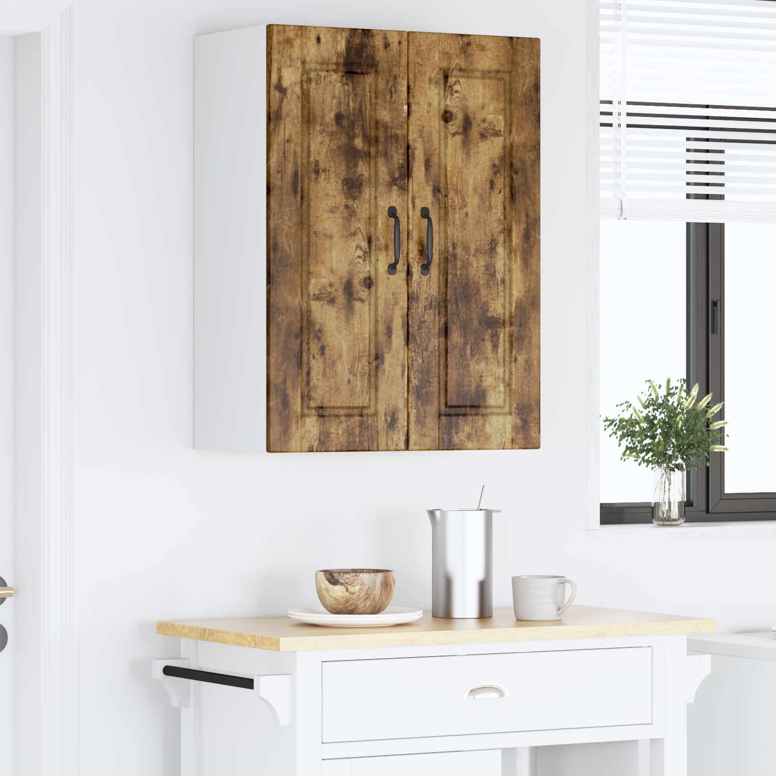 Køkkenskab med hylde Røget eg 60 x 31 x 80 cm Konstrueret træ