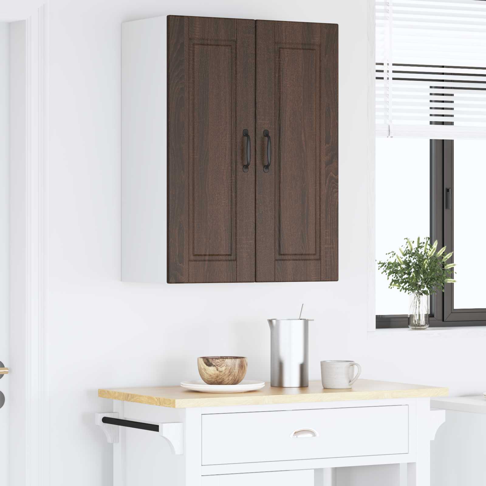 Køkkenskab med hylde Brun eg 60 x 31 x 80 cm Konstrueret træ