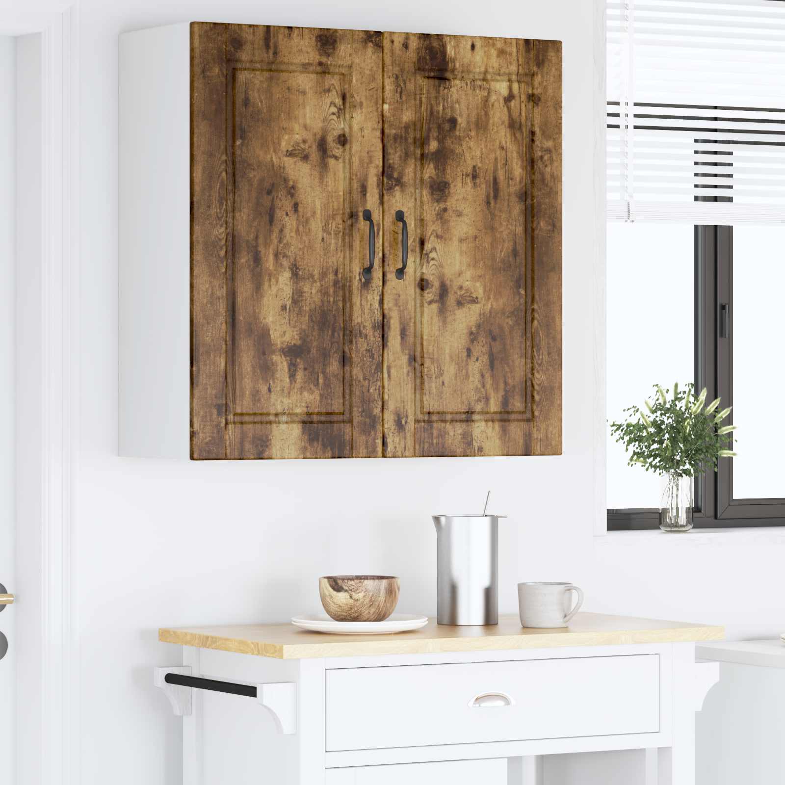 Køkkenskab med hylde Røget eg 80 x 31 x 80 cm Konstrueret træ