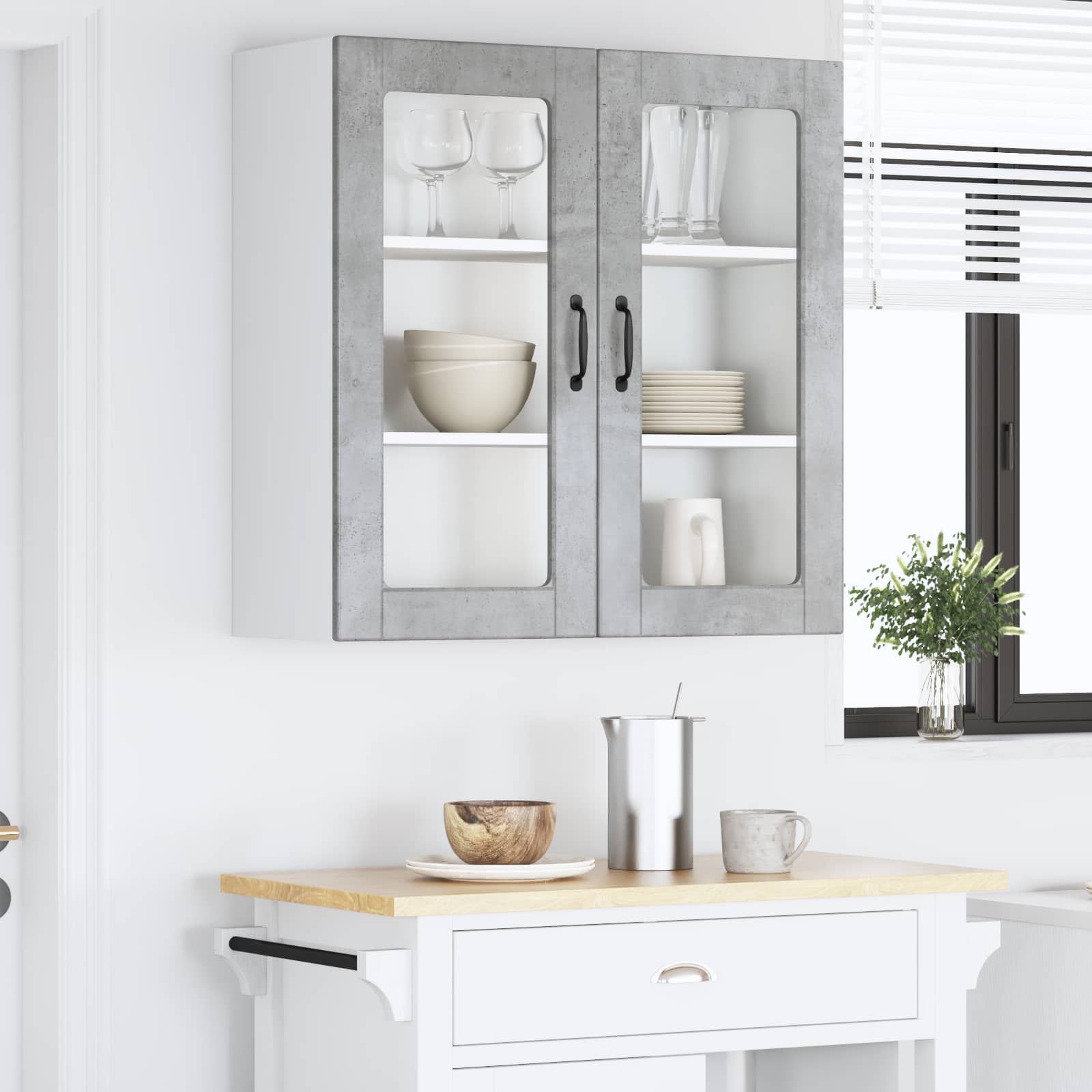 Køkkenskab med hylde Beton Grå 80 x 31 x 80 cm Konstrueret træ