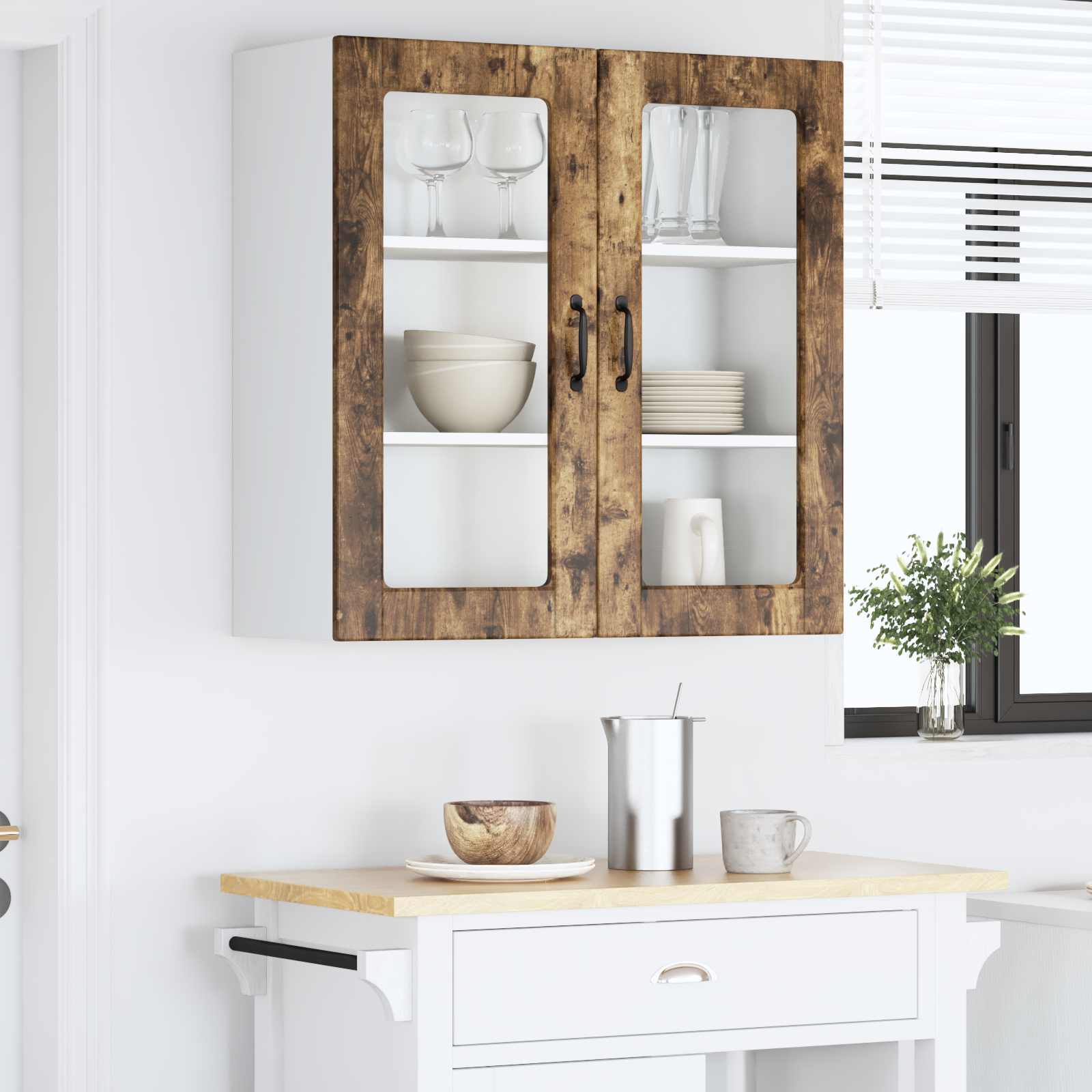 Køkkenskab med hylde Røget eg 80 x 31 x 80 cm Konstrueret træ