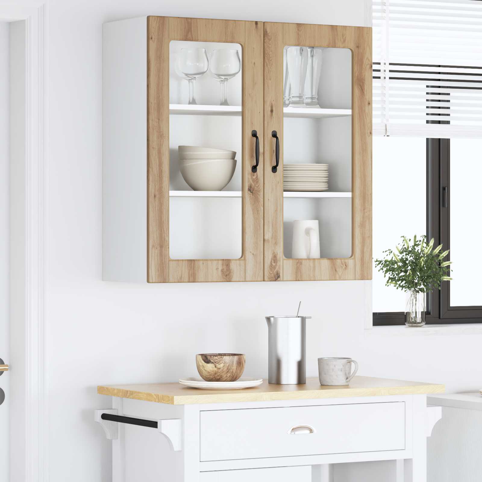 Væglågskab PORTO Artisan Egetræ 80 x 31 x 80 cm Konstrueret træ