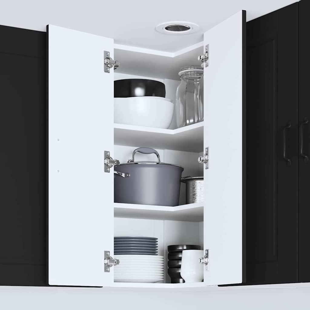 Vægskab til køkken med dør Sort 57 x 57 x 80 cm Konstrueret træ