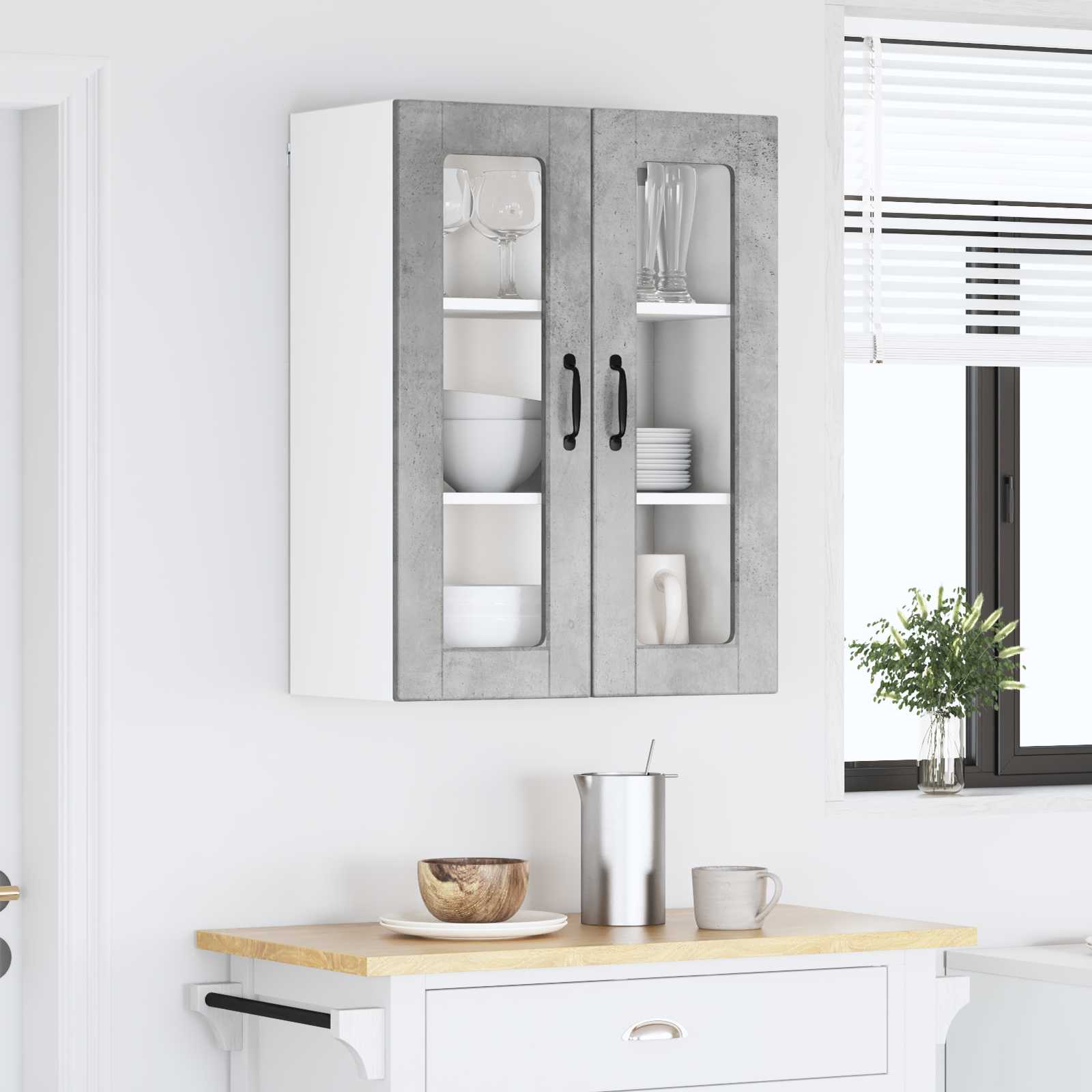 Køkkenskab med hylde Beton Grå 60 x 31 x 80 cm Konstrueret træ