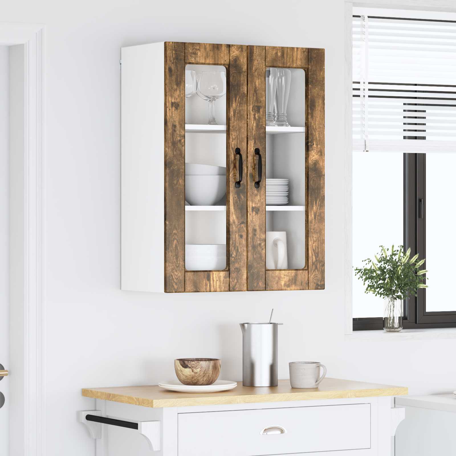 Køkkenskab med hylde Røget eg 60 x 31 x 80 cm Konstrueret træ