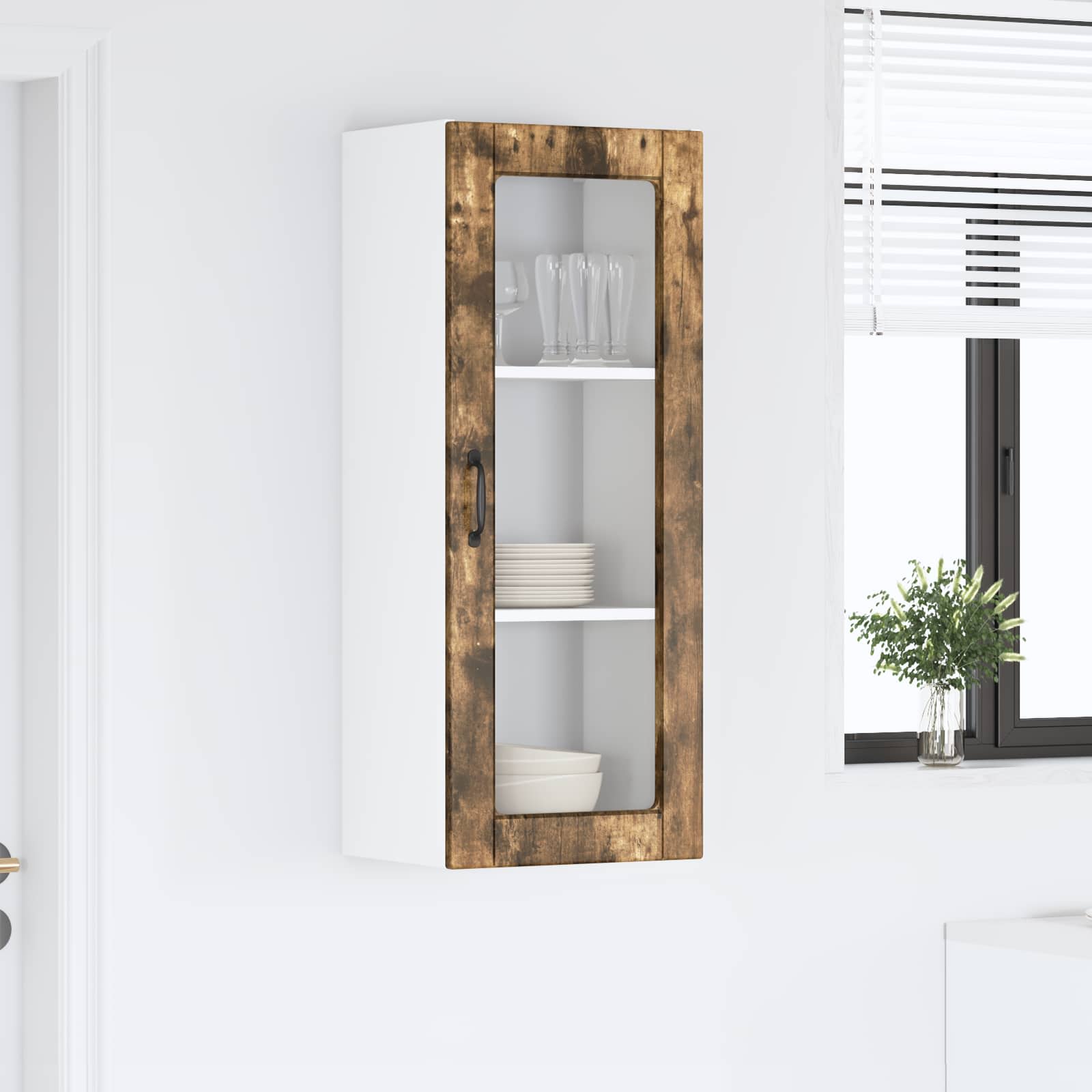 Køkkenskab med hylde Røget eg 40 x 31 x 100 cm Konstrueret træ