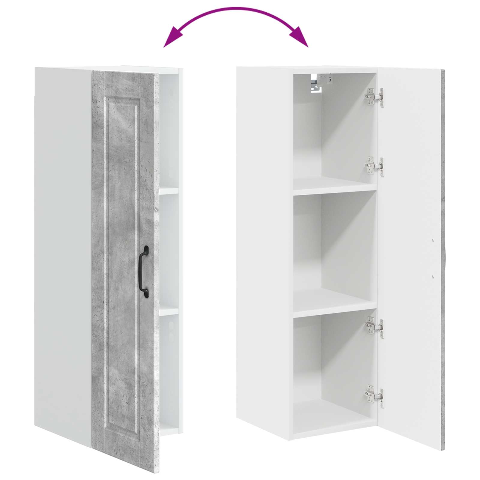 Køkkenskab med hylde Beton Grå 30 x 31 x 100 cm Konstrueret træ