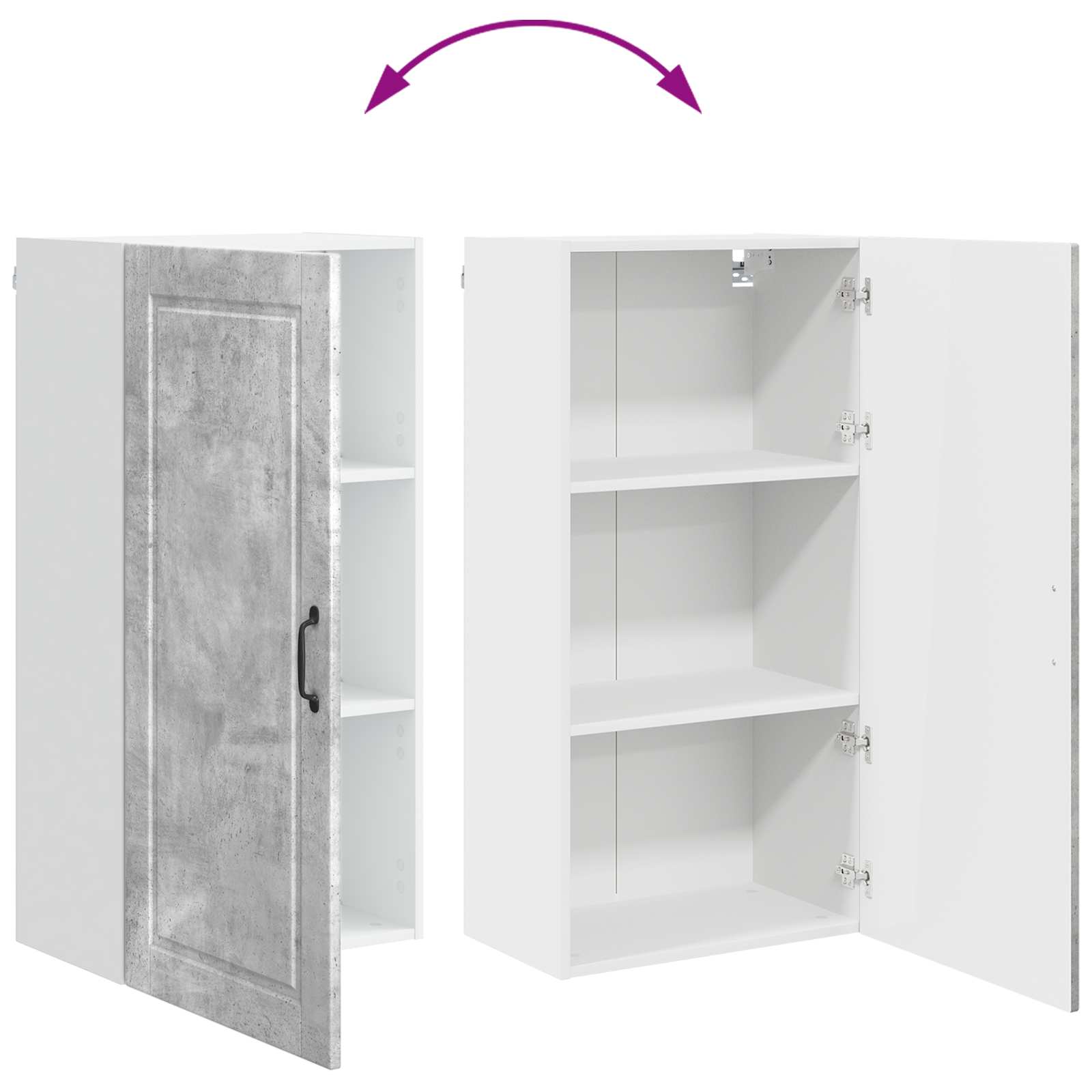 Køkkenskab med hylde Beton Grå 50 x 31 x 100 cm Konstrueret træ