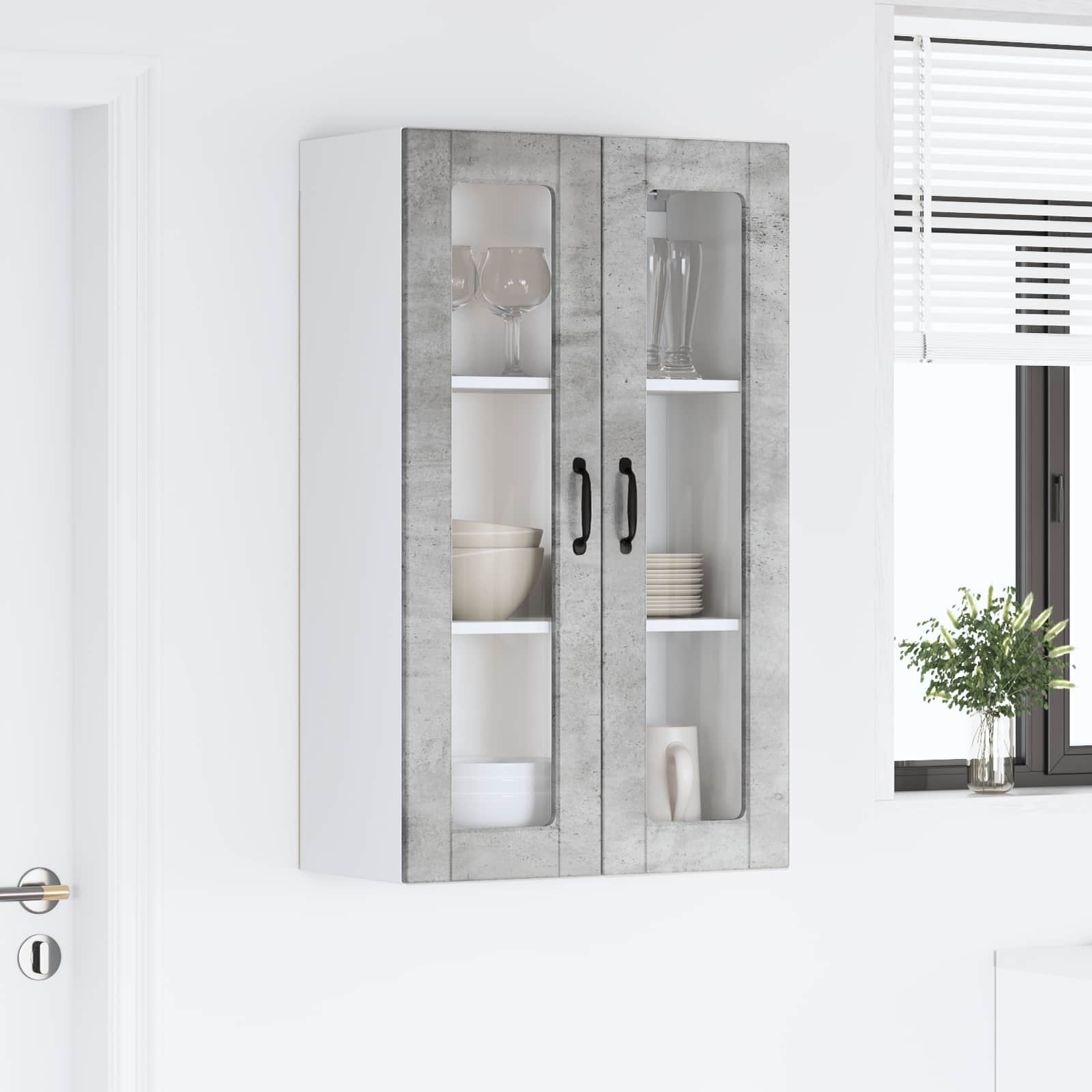 Køkkenskab med hylde Beton Grå 60 x 31 x 100 cm Konstrueret træ