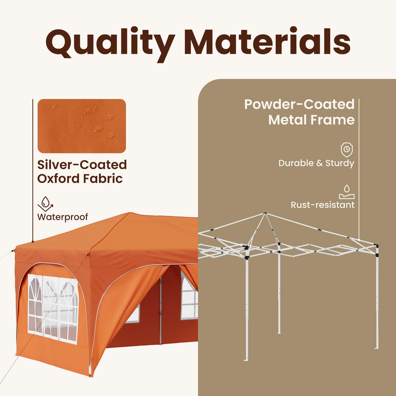 Pop-up Festtelt 575 x 288 x 245 cm Orange Oxford stof