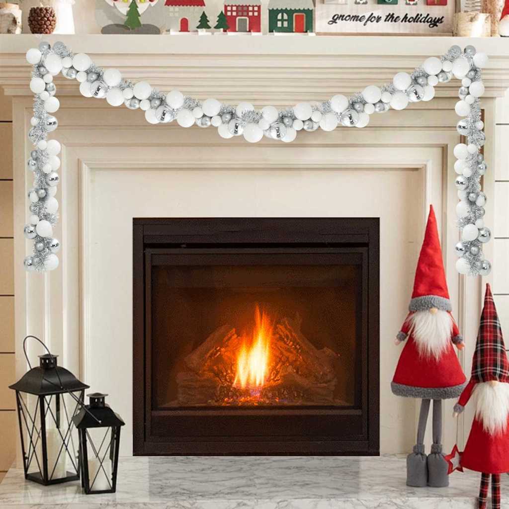 Jule Kugle Guirlande Hvid og Sølv 186 cm Polystyren